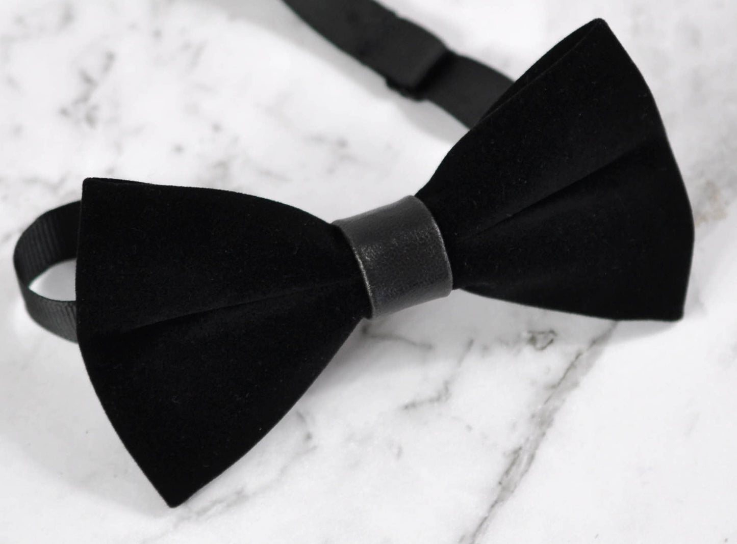 Black Velvet Bow tie bowtie+ Brown Faux Leather Skinny Suspenders for baby Infant Toddler / boy Kids / Youth Teenage / Men Adult
