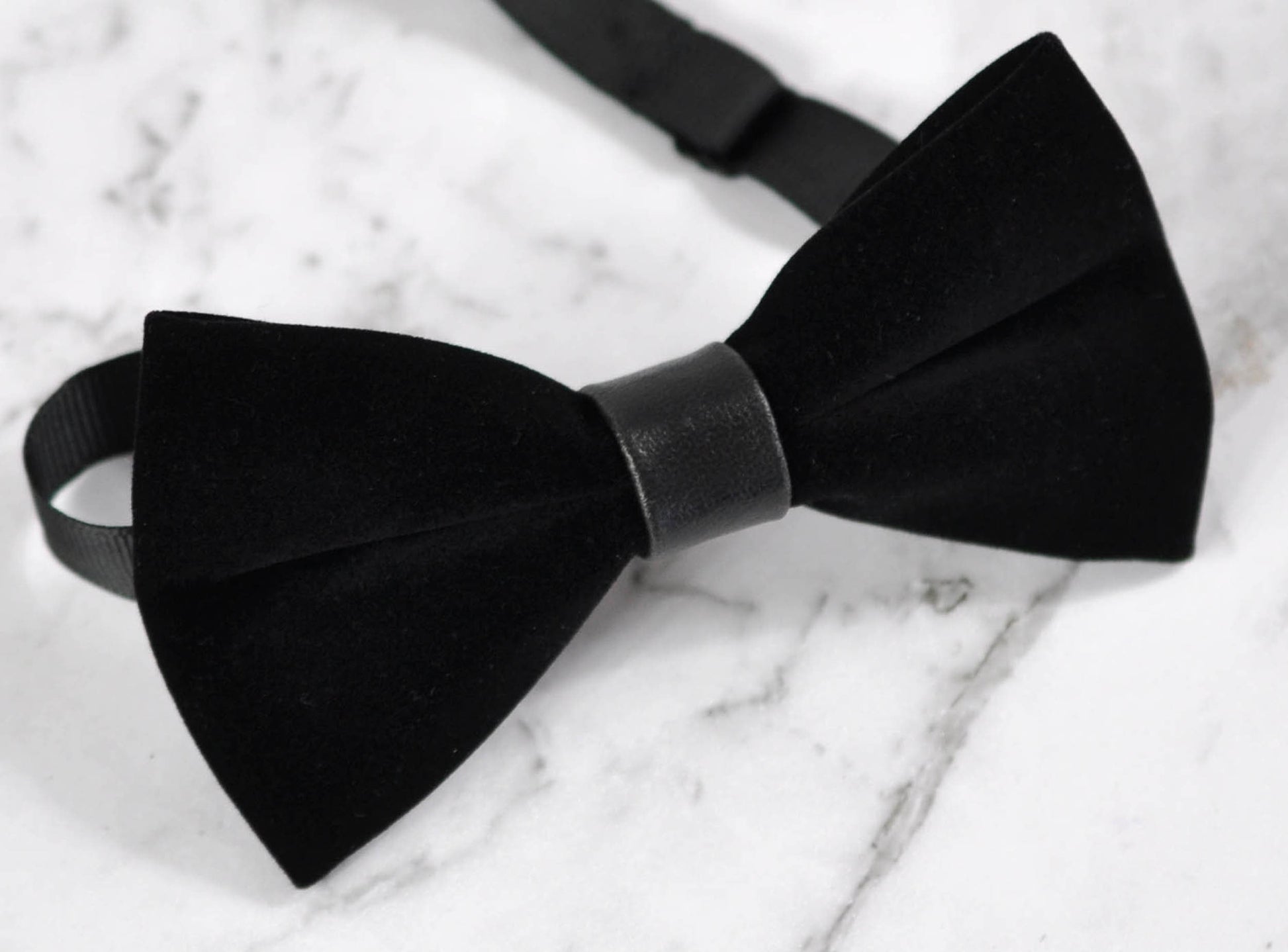 Black Velvet Bow tie bowtie+ Brown Faux Leather Skinny Suspenders for baby Infant Toddler / boy Kids / Youth Teenage / Men Adult