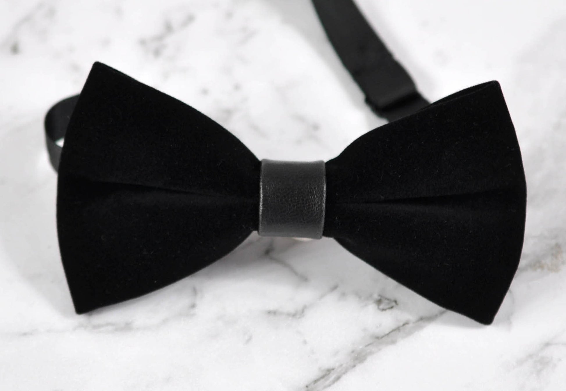 Black Velvet Bow tie bowtie+ Brown Faux Leather Skinny Suspenders for baby Infant Toddler / boy Kids / Youth Teenage / Men Adult