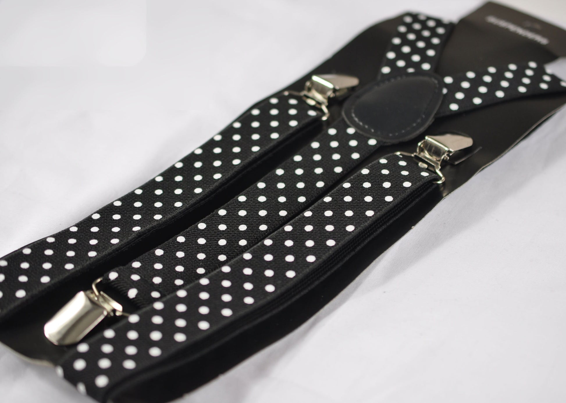Black White Spots & Stripes Dots Pattern Bow Tie + Matched Elastic Suspenders Braces Baby infant Toddler / Boy Kids / Youth Teenage / Adult