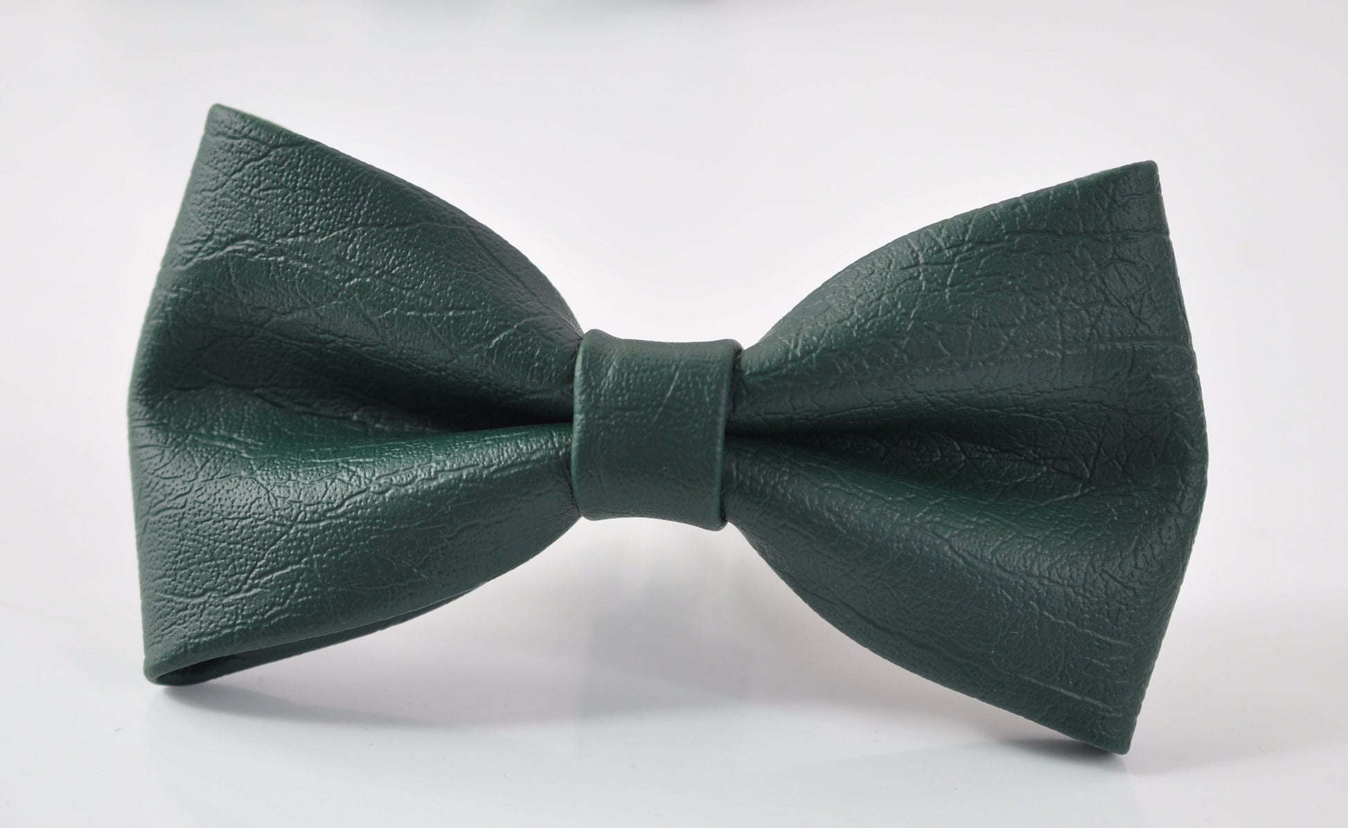 Dark Emerald Green Hunter Green Faux Leather Bow tie + Matched Elastic Suspenders Braces for Baby infant / Kids Boy / Youth Teenage / Men