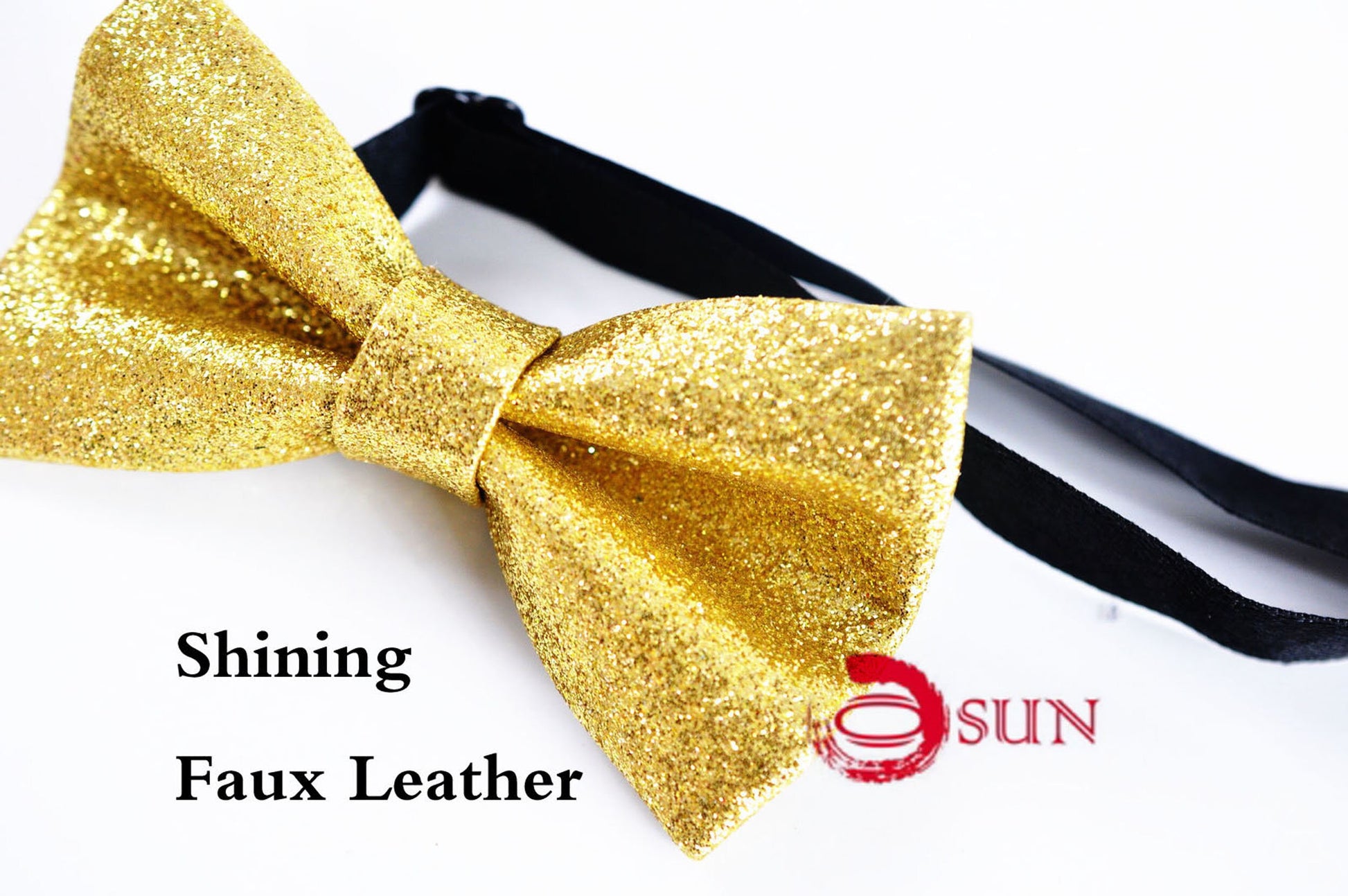 Gold Golden Shining Faux Leather Bow tie + Navy Blue Elastic Suspenders Braces for Baby infant Toddler / Kids boy / Youth Teenage / Men