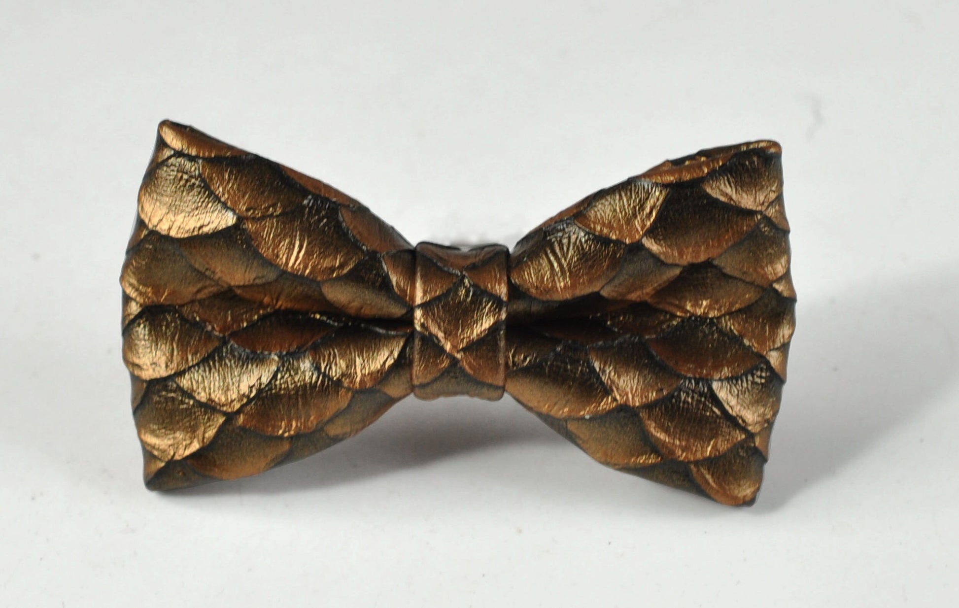 Copper Brown Dragon Squama Fish Scales Faux Leather Pretied Bow tie Bowtie for Baby infant Toddler / Boy Kids / Youth Teenage / Men Adult