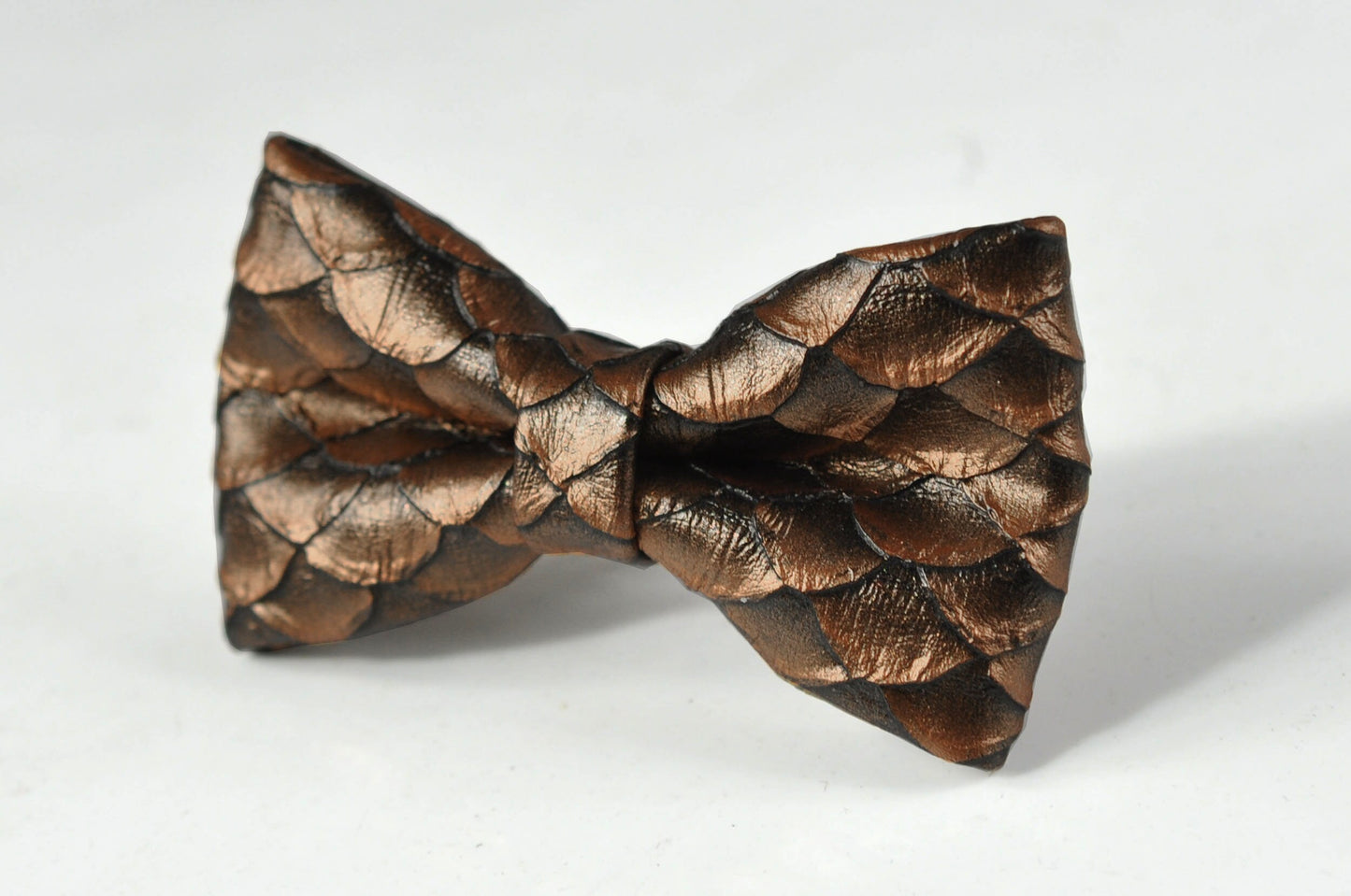 Copper Brown Dragon Squama Fish Scales Faux Leather Pretied Bow tie Bowtie for Baby infant Toddler / Boy Kids / Youth Teenage / Men Adult