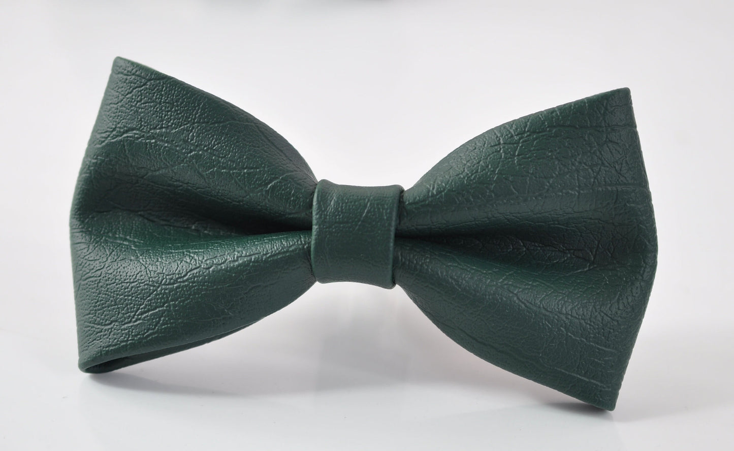 Dark Emerald Green Hunter Green Faux Leather Bow tie + BLack Faux Leather Suspenders Braces for Baby infant / Boy Kids / Youth Teenage