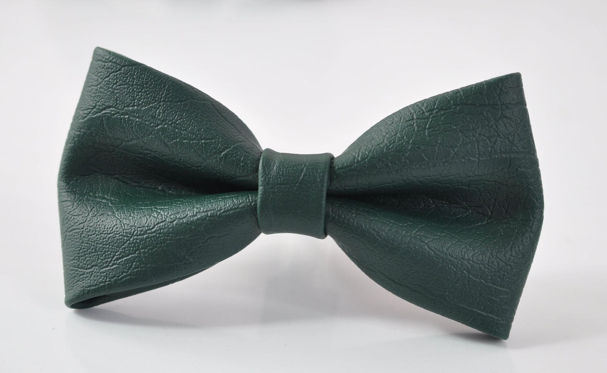 Dark Emerald Green Hunter Green Faux Leather Bow tie + Grey Elastic Suspenders Braces for Baby infant / Boy Kids / Youth Teenage / Adult