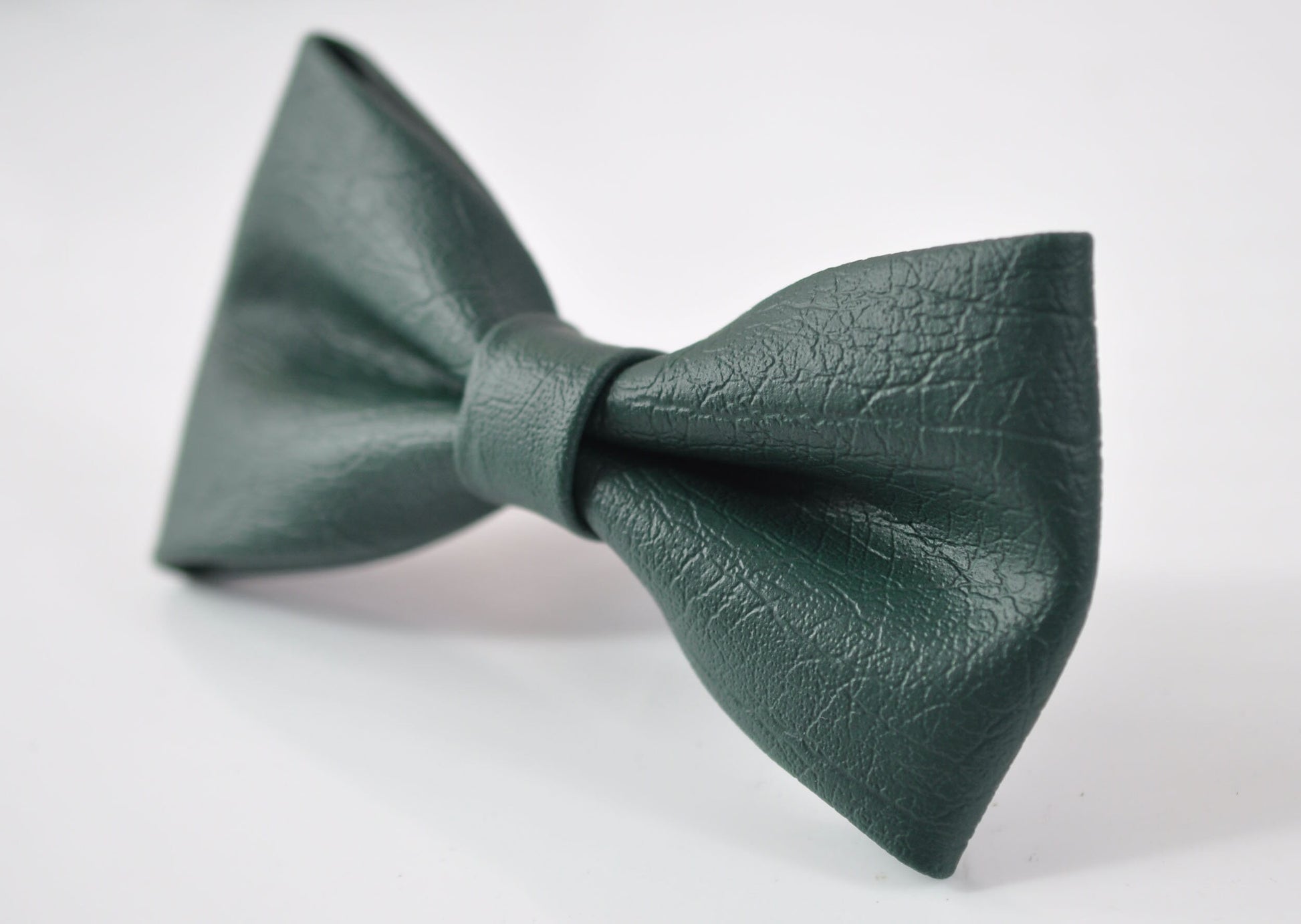 Dark Emerald Green Hunter Green Faux Leather Bow tie + Grey Elastic Suspenders Braces for Baby infant / Boy Kids / Youth Teenage / Adult