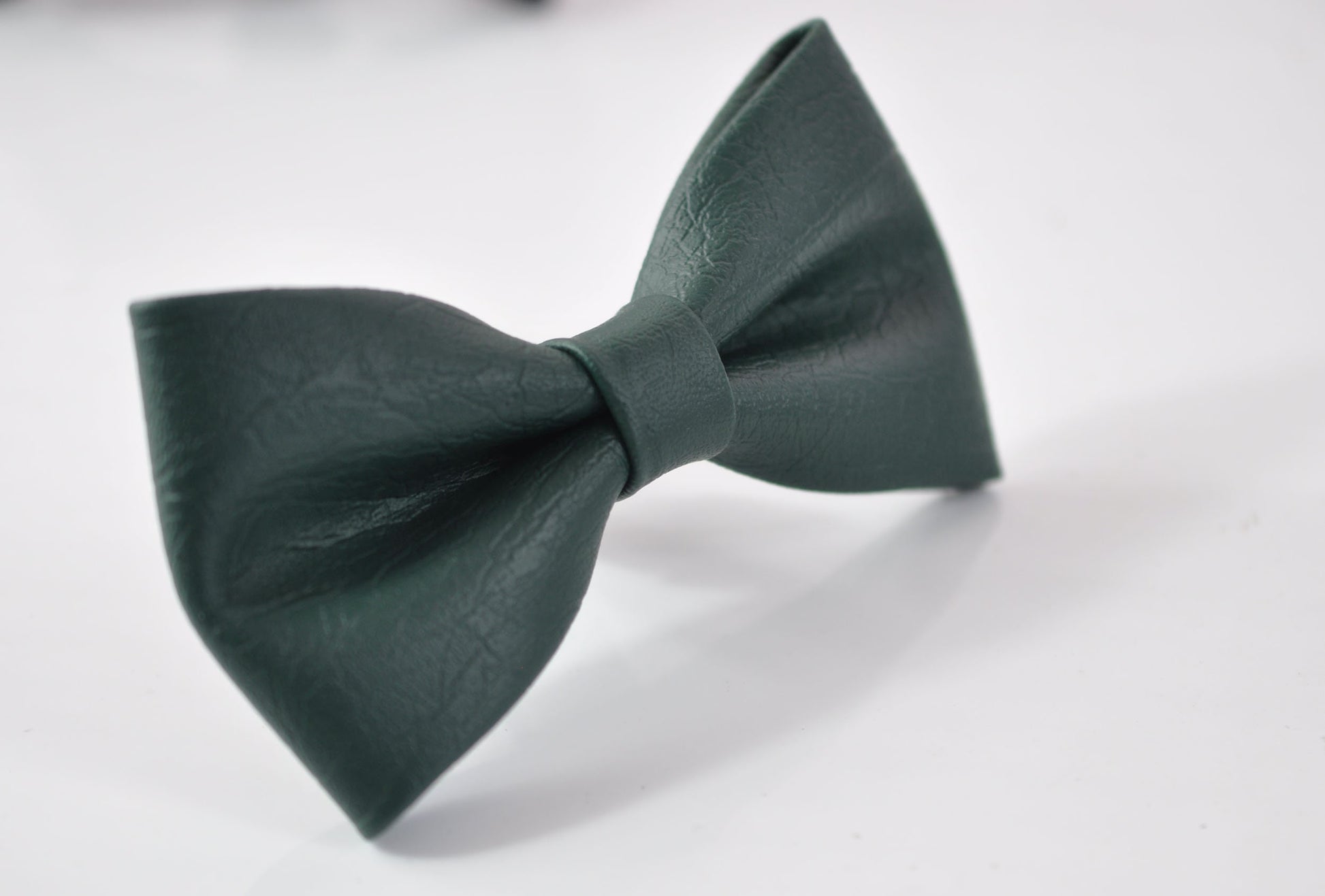 Dark Emerald Green Hunter Green Faux Leather Pretied Bow Tie Bowties Wedding Party for Men Adult / Youth Teenage / Toddler Boy / Baby Infant