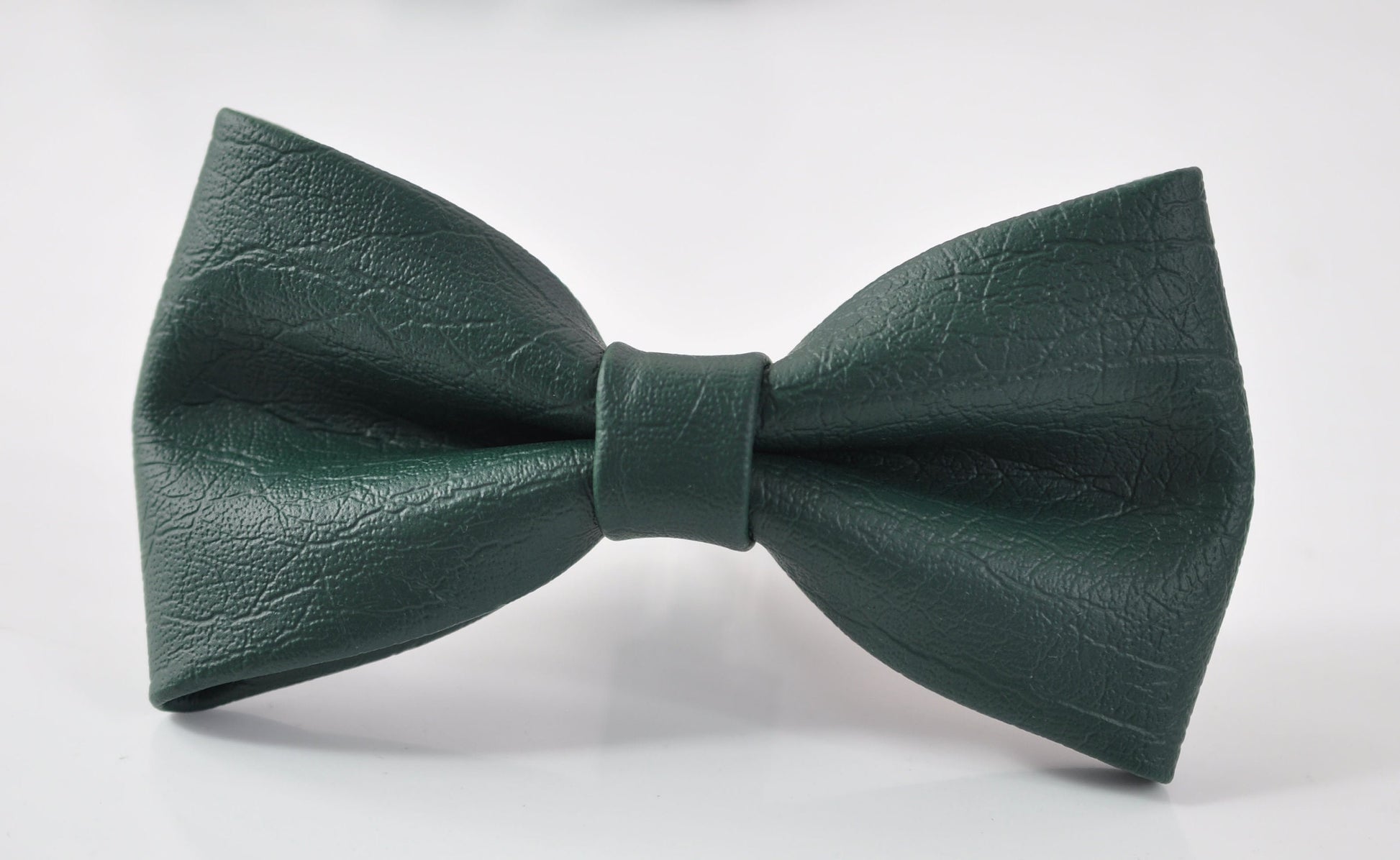 Dark Emerald Green Hunter Green Faux Leather Bow tie + Brown Faux Leather Skinny Suspenders Braces for Baby infant / Boy Kids / Youth