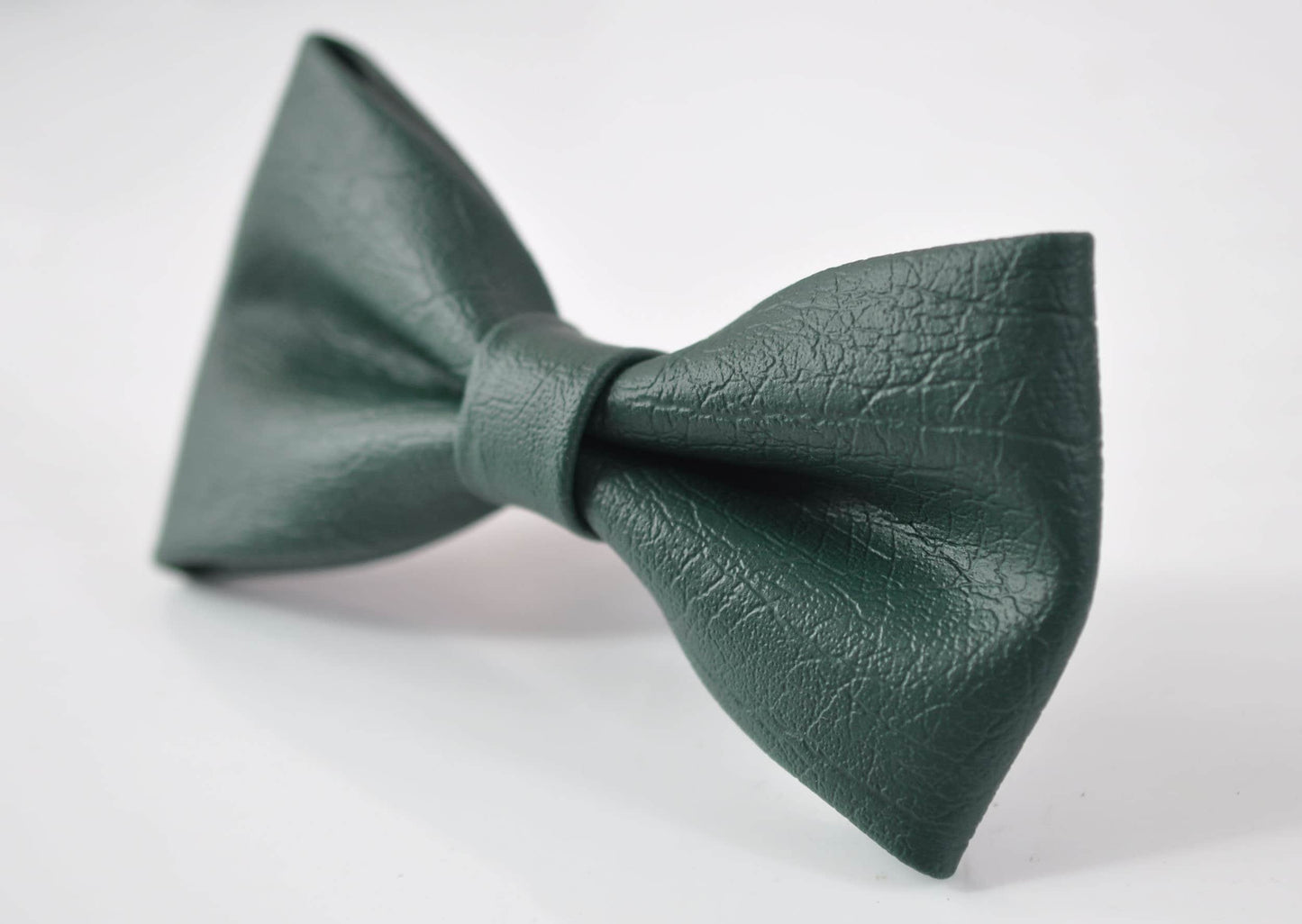 Dark Emerald Green Hunter Green Faux Leather Bow tie + BLack Faux Leather Suspenders Braces for Baby infant / Boy Kids / Youth Teenage