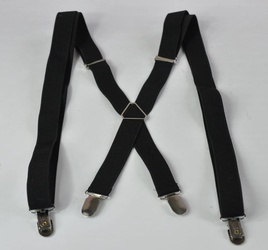 Unisex Black 25mm 2.5cm Wide X-Back 4 Clips Adjustable Pants Elastic Suspenders Braces Baby infant Toddler / Boy Kids / Youth / Adult Men