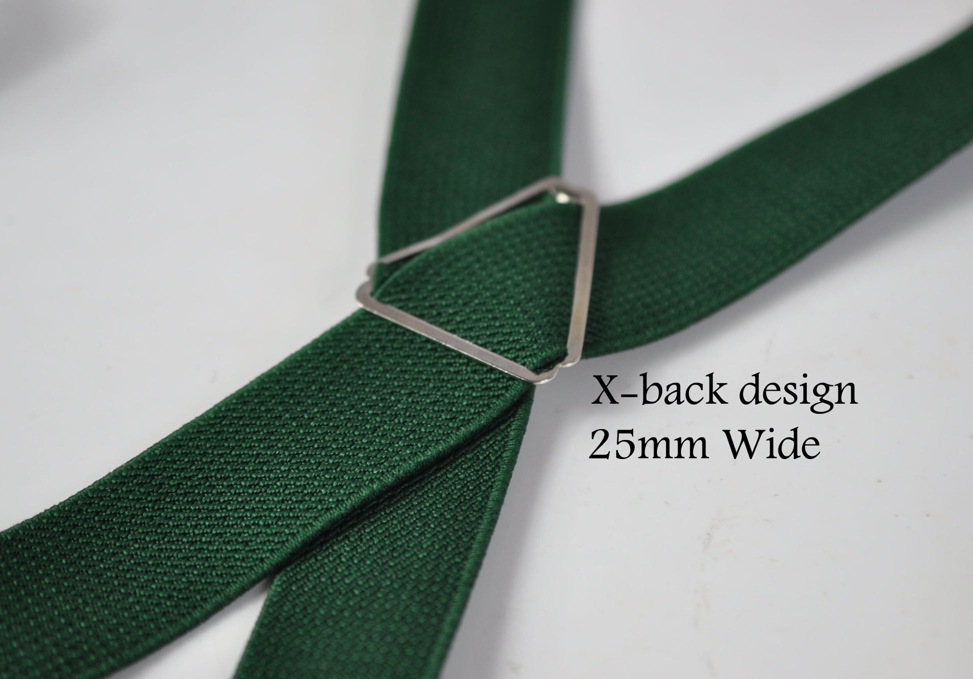 Men Women Dark Emerald Green Bottle Green 25mm 2.5cm Wide X-Back Adjustable Pants Elastic Suspenders Braces Fits Height 150cm to 210cm