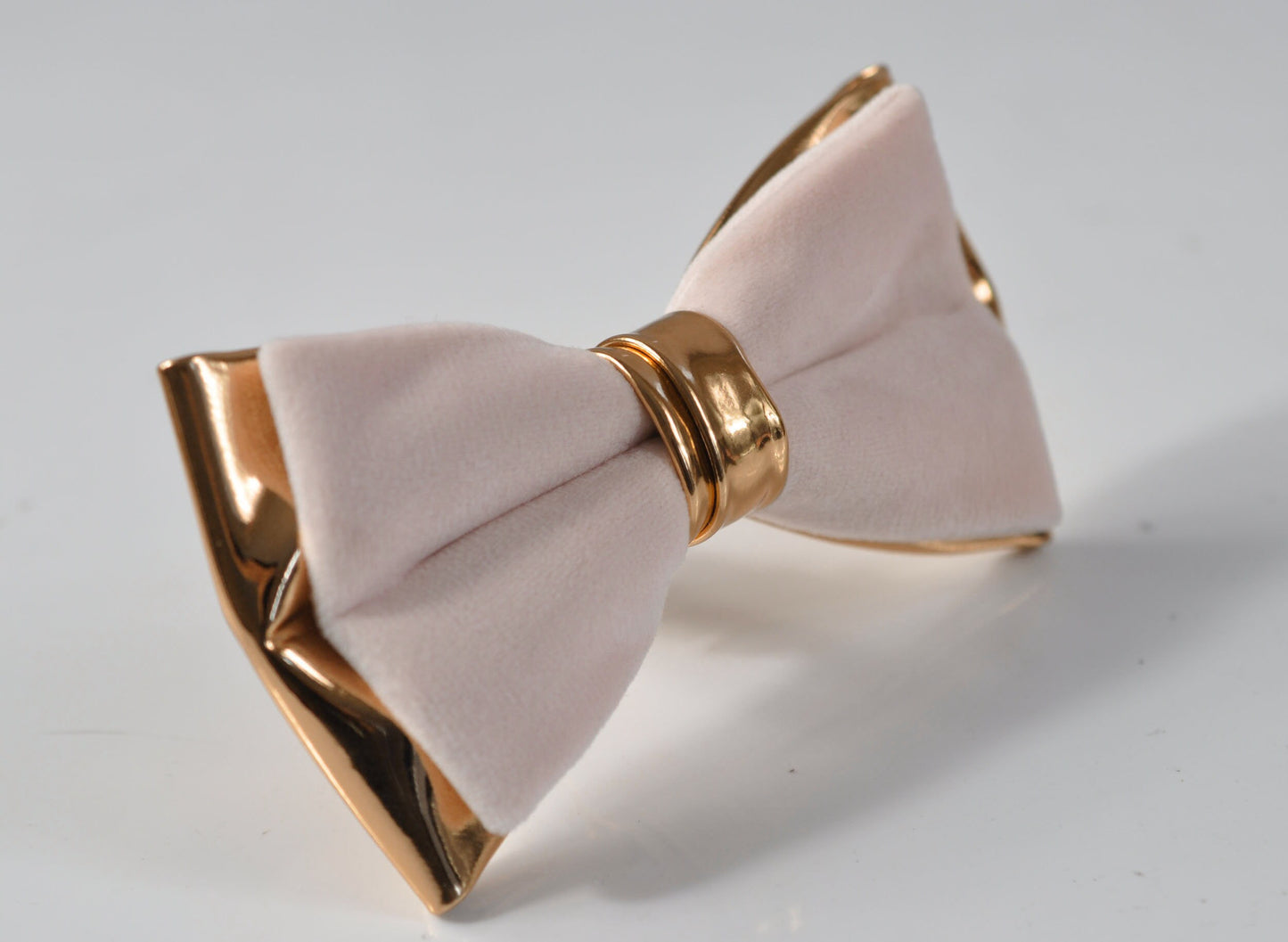 Baby Pink Velvet Rose Gold Faux leather Bow tie + Brown Faux Leather Suspenders braces for Men / Youth Teenage / Boy Kids / Baby Infant