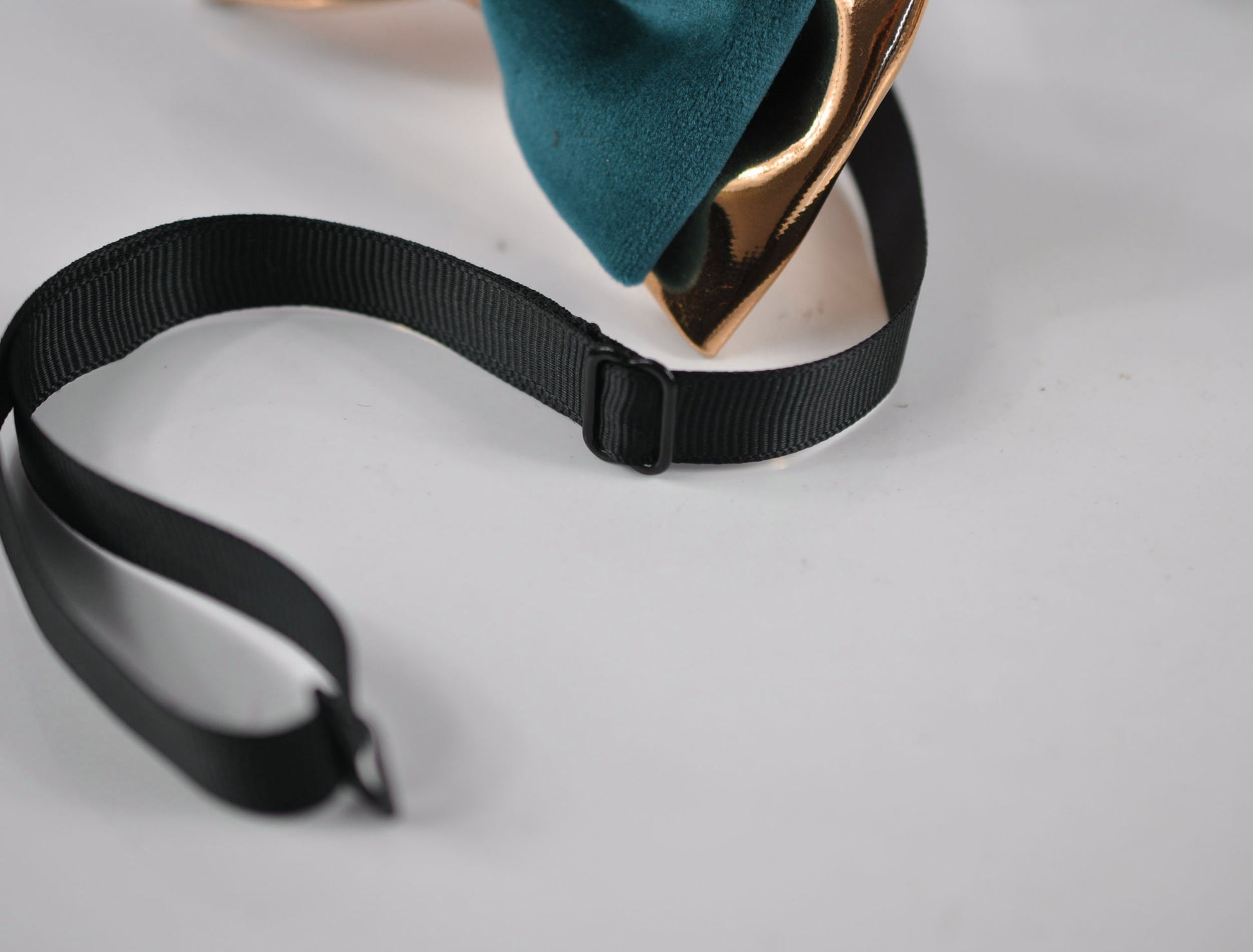 Dark Turquoise Teal Blue Velvet + Rose Gold Faux Leather Pre tied Bow tie Bowtie for Men Adult / Youth Teenage / Boy Kids / Baby Infant