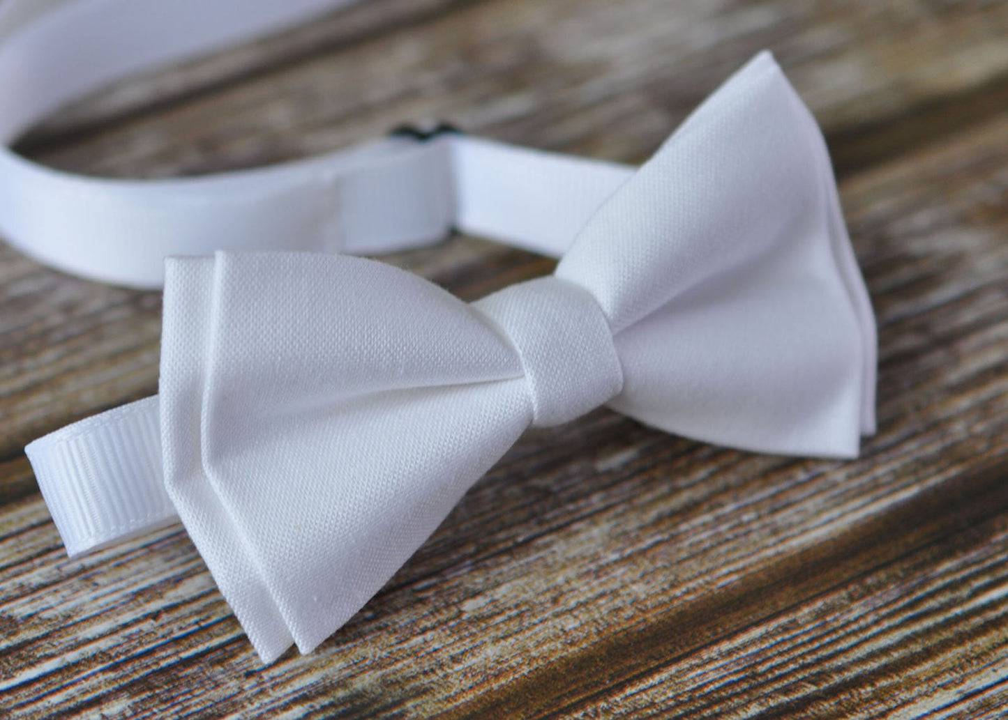 White Cotton Bow tie + Brown Faux Leather Adjsutable Skinny Suspenders Braces for Youth Teenage / Boy Kids / Baby Infant Toddler
