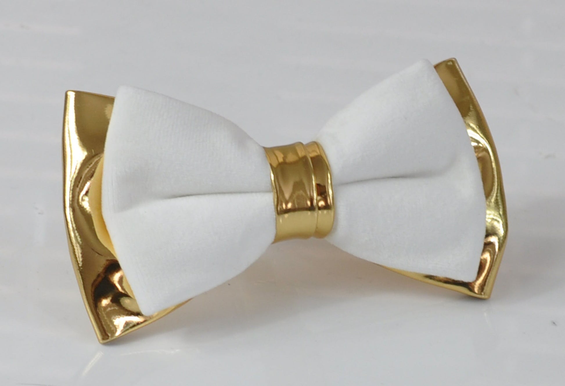 White Velvet & Gold Faux Leather Bow tie + Begie Khaki Elastic suspenders braces for Men Adult / Youth Teenage / Boy Kids / Baby infant