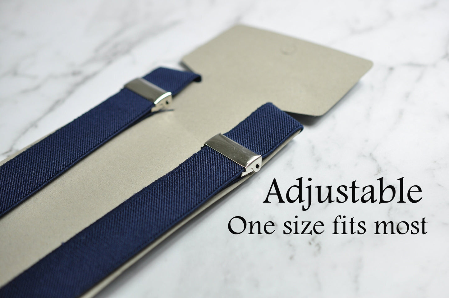 Off-White Ivory Cream Cotton Bow tie + Navy Blue Elastic Suspenders Braces for Men Adult / Youth Teenage / Boy Kids / Baby Infant Toddler
