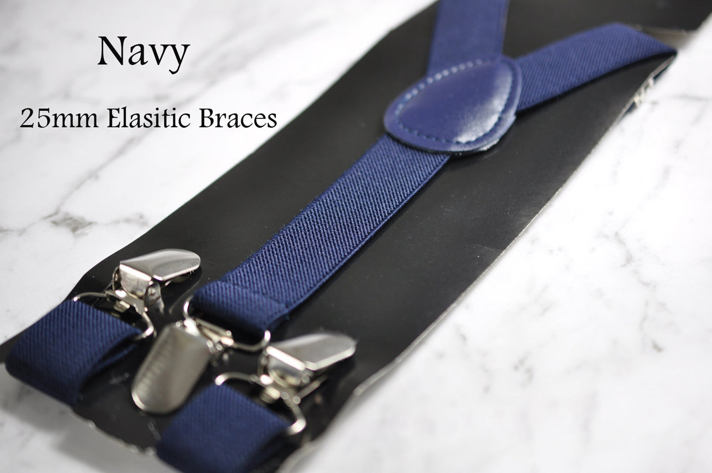Off-White Ivory Cream Cotton Bow tie + Navy Blue Elastic Suspenders Braces for Men Adult / Youth Teenage / Boy Kids / Baby Infant Toddler