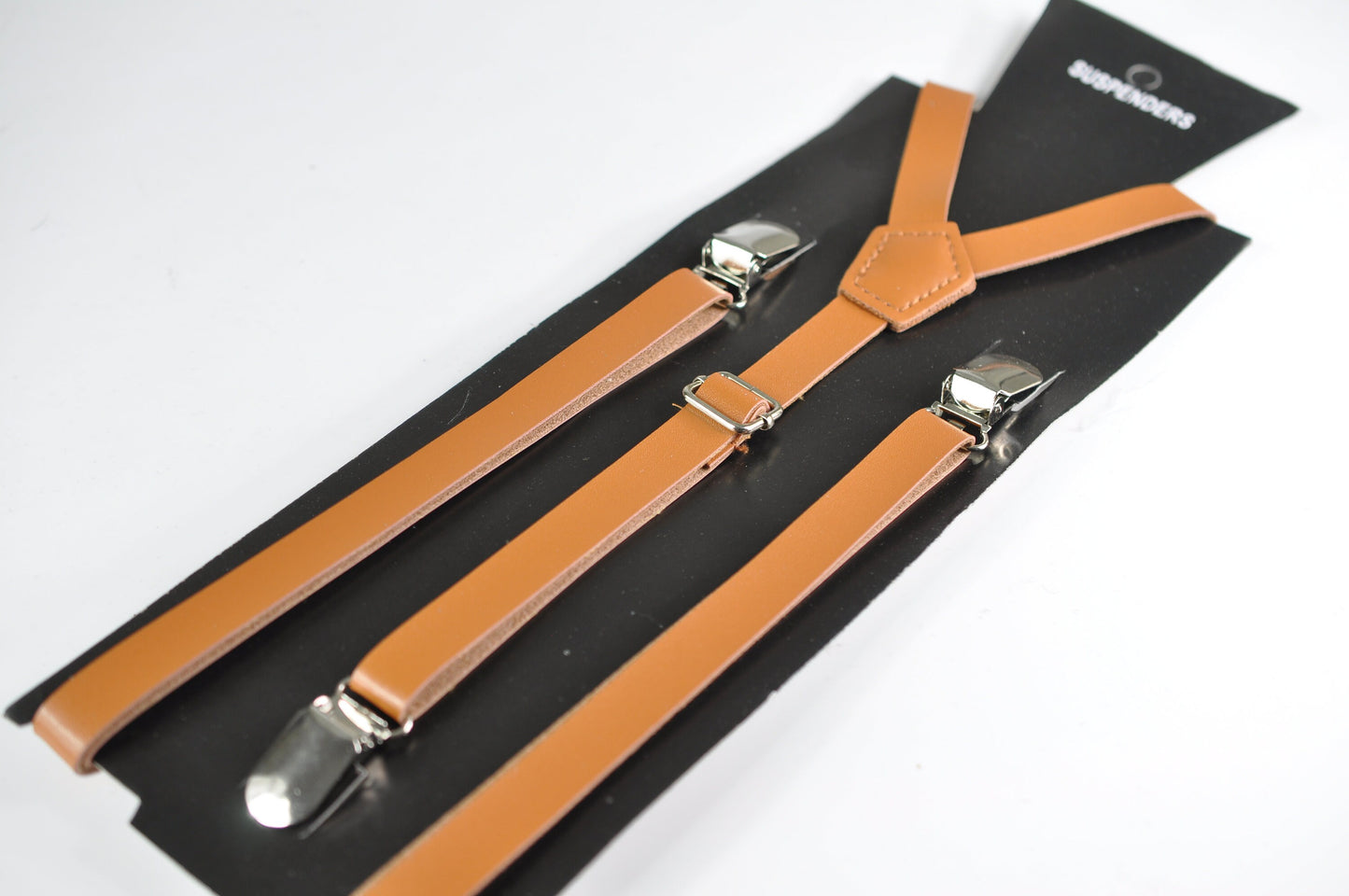 Toffee Brown Cotton Bow tie Bowtie + Tan Skinny Faux Leather Adjustable Suspenders Braces for Youth Teenage / Boy Kids / Infant toddler Baby