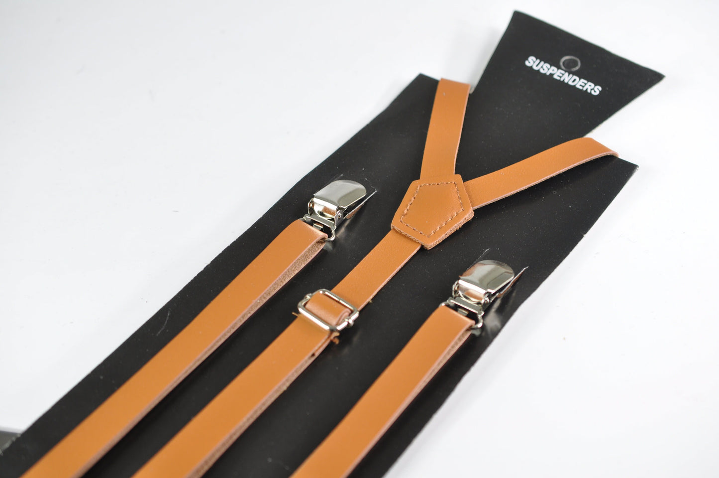 Toffee Brown Cotton Bow tie Bowtie + Tan Skinny Faux Leather Adjustable Suspenders Braces for Youth Teenage / Boy Kids / Infant toddler Baby