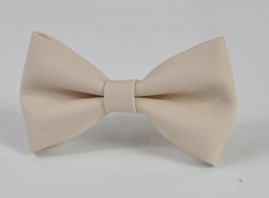 Cream White Pearl White Faux Leather Pre tied Bow tie Bowtie for Men Adult / Youth Teenage / Boy Kids / Baby Infant Toddler