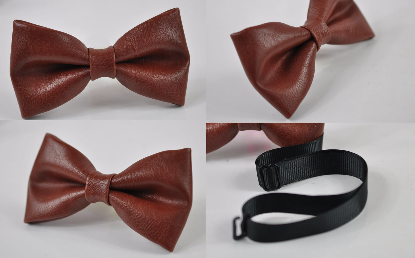 Brown Navy Blue Black Ginger Yellow Wine Red 8COLORS Pre tied Faux Leather Bow tie Bowtie for Men / Youth / Boys Kids / Baby Infant Toddler