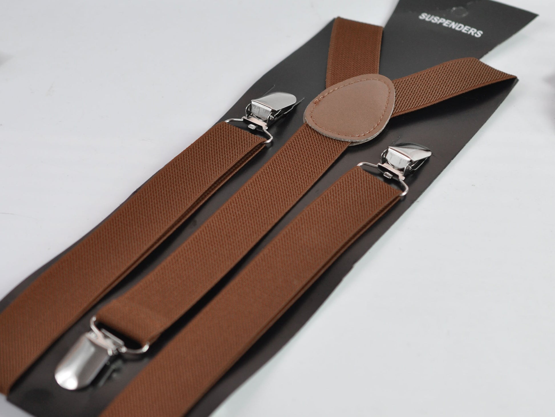 Toffee Brown Faux Leather Bow tie + Matched Elastic Suspenders Braces for Baby infant Toddler / Boy Kids / Youth Teenage / Adult Men