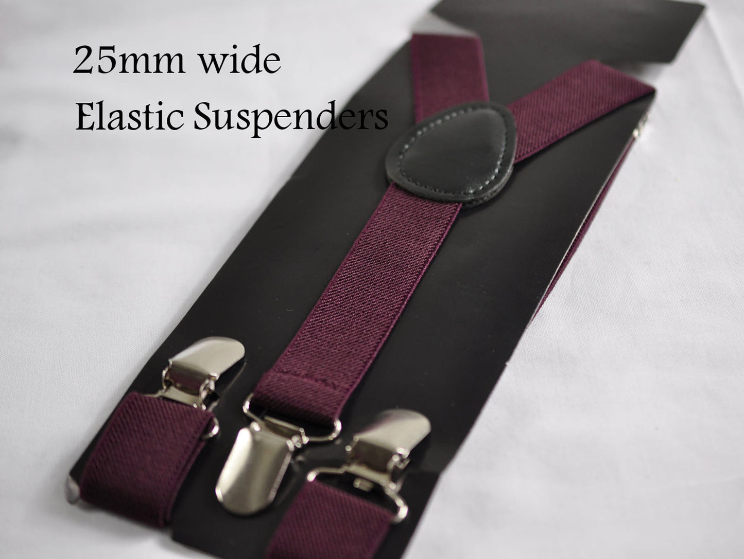 Burgundy Red Dark Red Faux Leather Bow tie + Wine Red Elastic Suspenders Braces Baby infant Toddler / Boy Kids / Youth Teenage / Adult Men