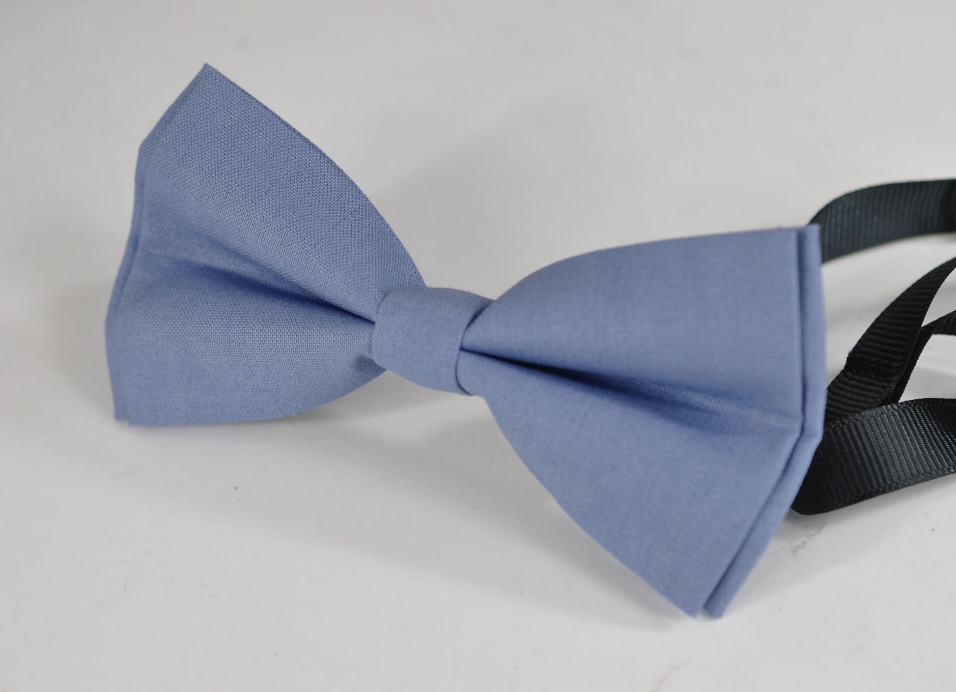 Dusty Blue Cotton Bow tie + Grey Gray Adjustable Elastic Suspenders Braces for Baby infant Toddler / Kids Page Boy Toddler / Youth Teenage