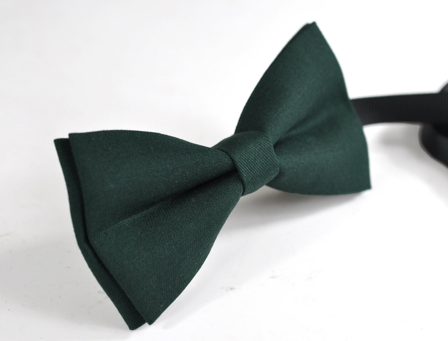 Dark Emerald Green COTTON Bow tie Bowtie + matched pocket Square Hanky Handkerchief Wedding for Men / Youth / Boys Kids / Baby Infant