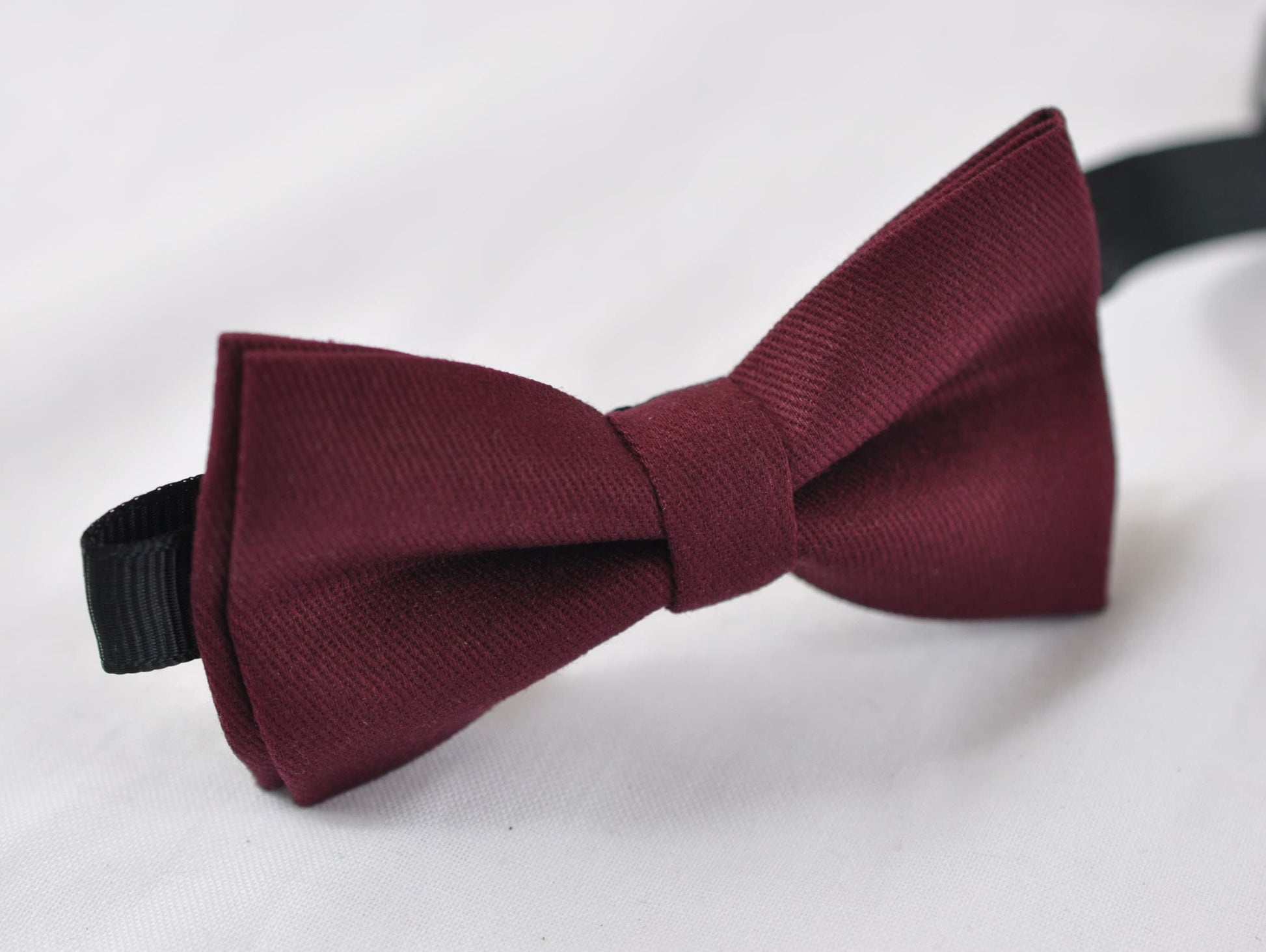 Burgundy Wine Red Cotton Bow tie + Elastic Suspenders Braces + Pocket Square Hanky Handkerchief for Men / Youth / Boys Kids / Baby Infant