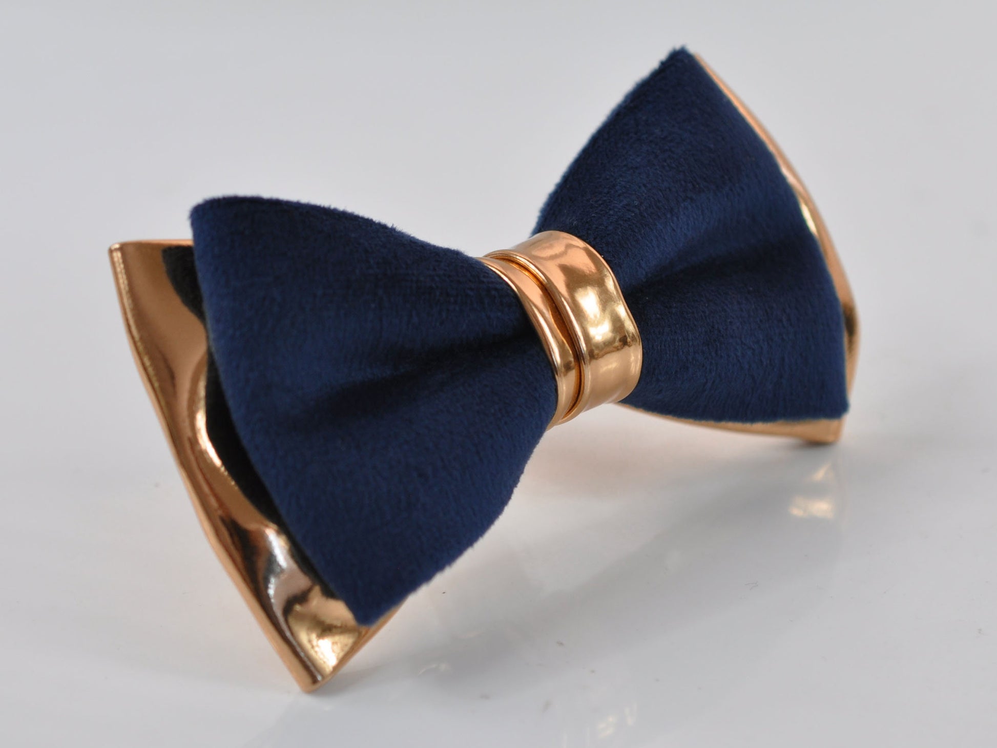 Navy Blue vevlet and Rose Gold Faux Leather Bow tie + Navy Elastic Suspenders Baraces for Men Adult / Youth Teenage / Boy Kids / Baby Infant