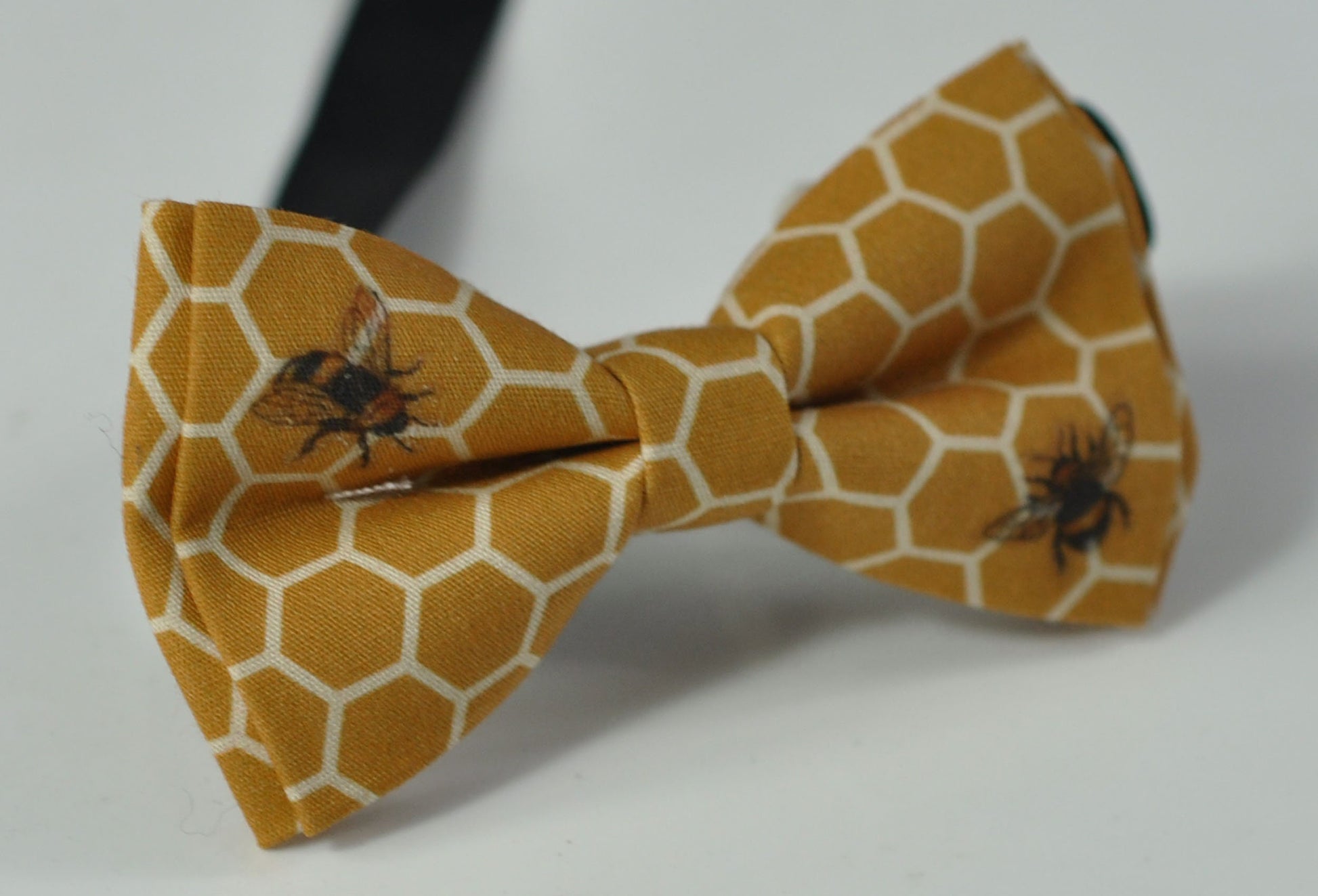 Yellow White Honeycomb Honey comb Bees Print Cotton Bow tie Bowtie for Baby Infant Toddler / Boy Kids / Youth Teenage / Men Adult