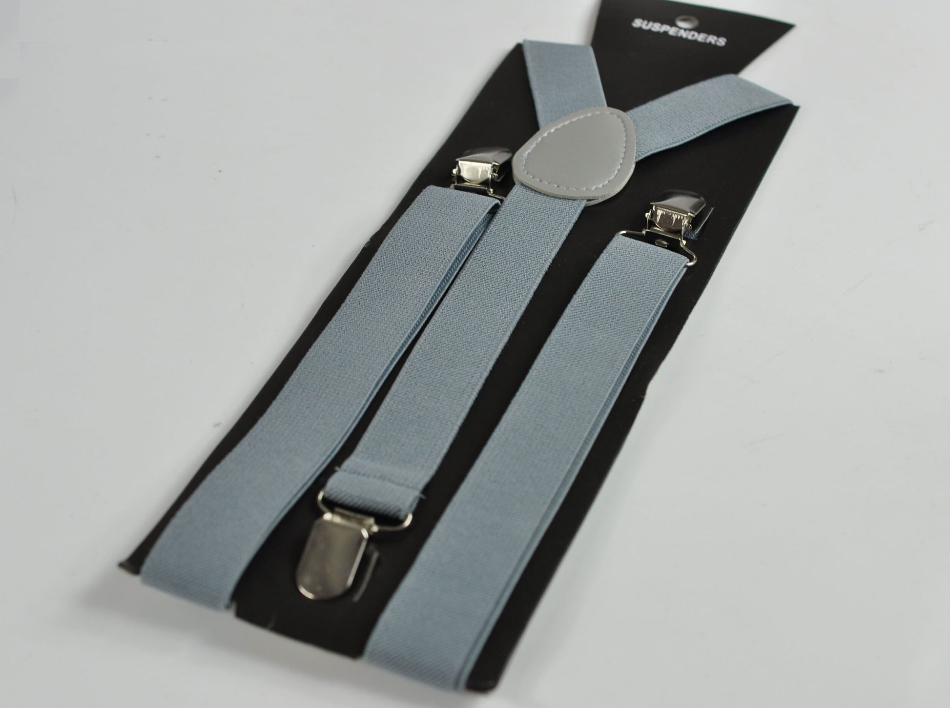 Silver Grey and Gold Faux Leather Bow tie + Light Grey Elastic Suspenders Braces for Men / Youth Teenage / Boy Kids / Baby Infant Toddler