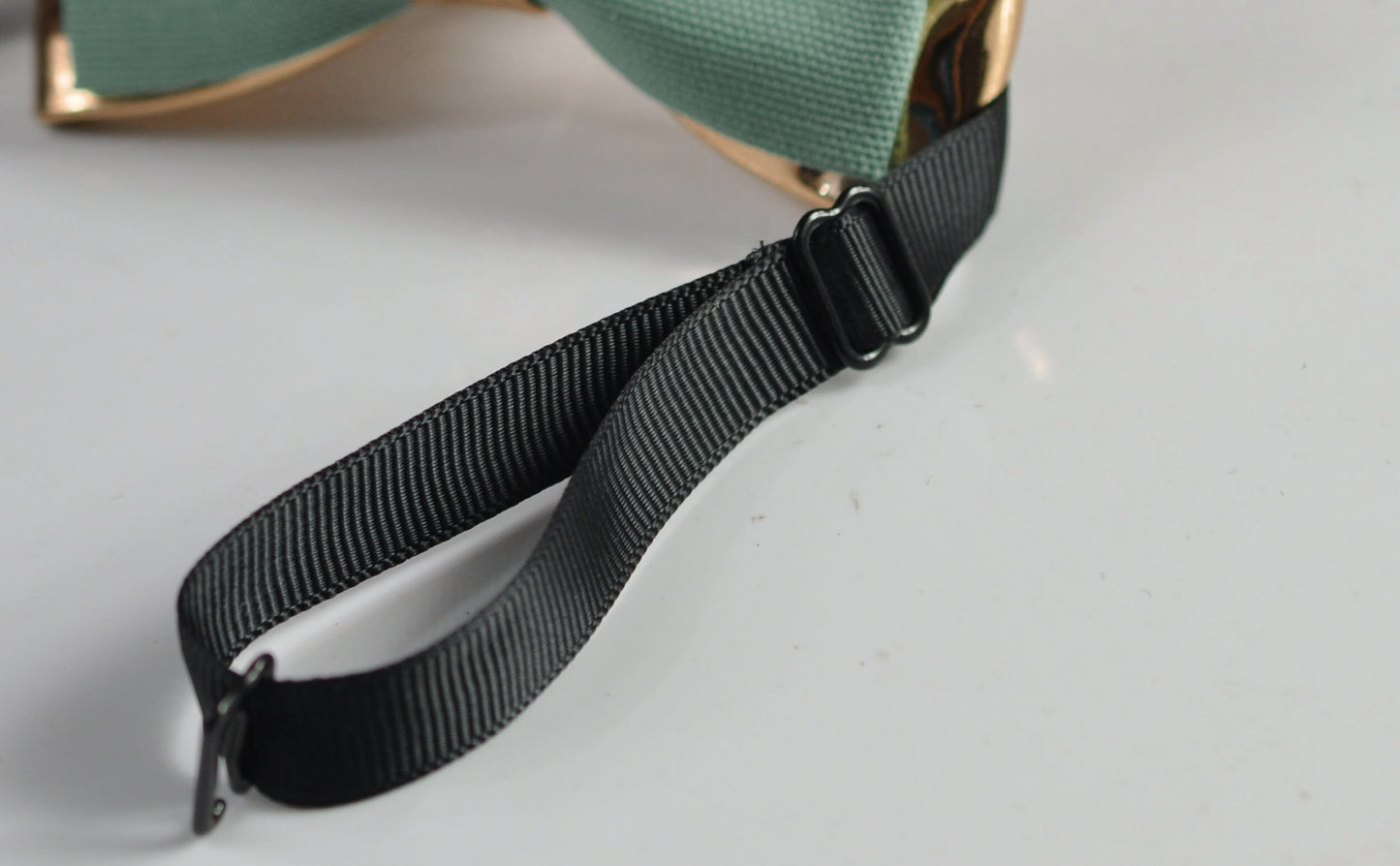 Sage Green Cotton Rose Gold Faux Leather Bow Tie + Beige Khaki Elastic Suspenders Braces for Men / Teenage / Boy Kids / Baby Infant Toddler