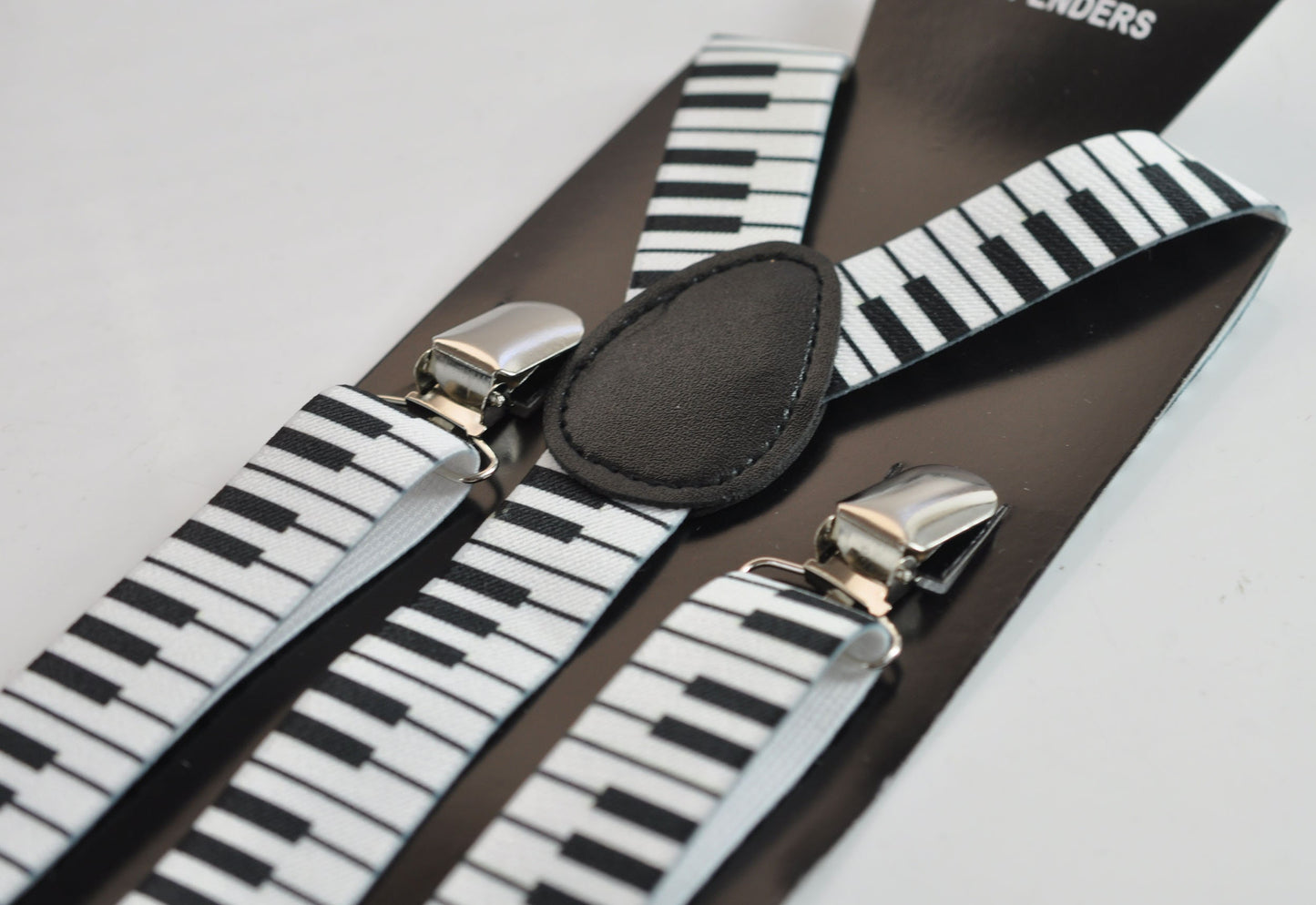 25mm Wide White Black Music Piano Keyboard Pattern Elastic Suspenders Braces for Men Adult / Youth Teenage / Boy Kids / Baby Infant Toddler