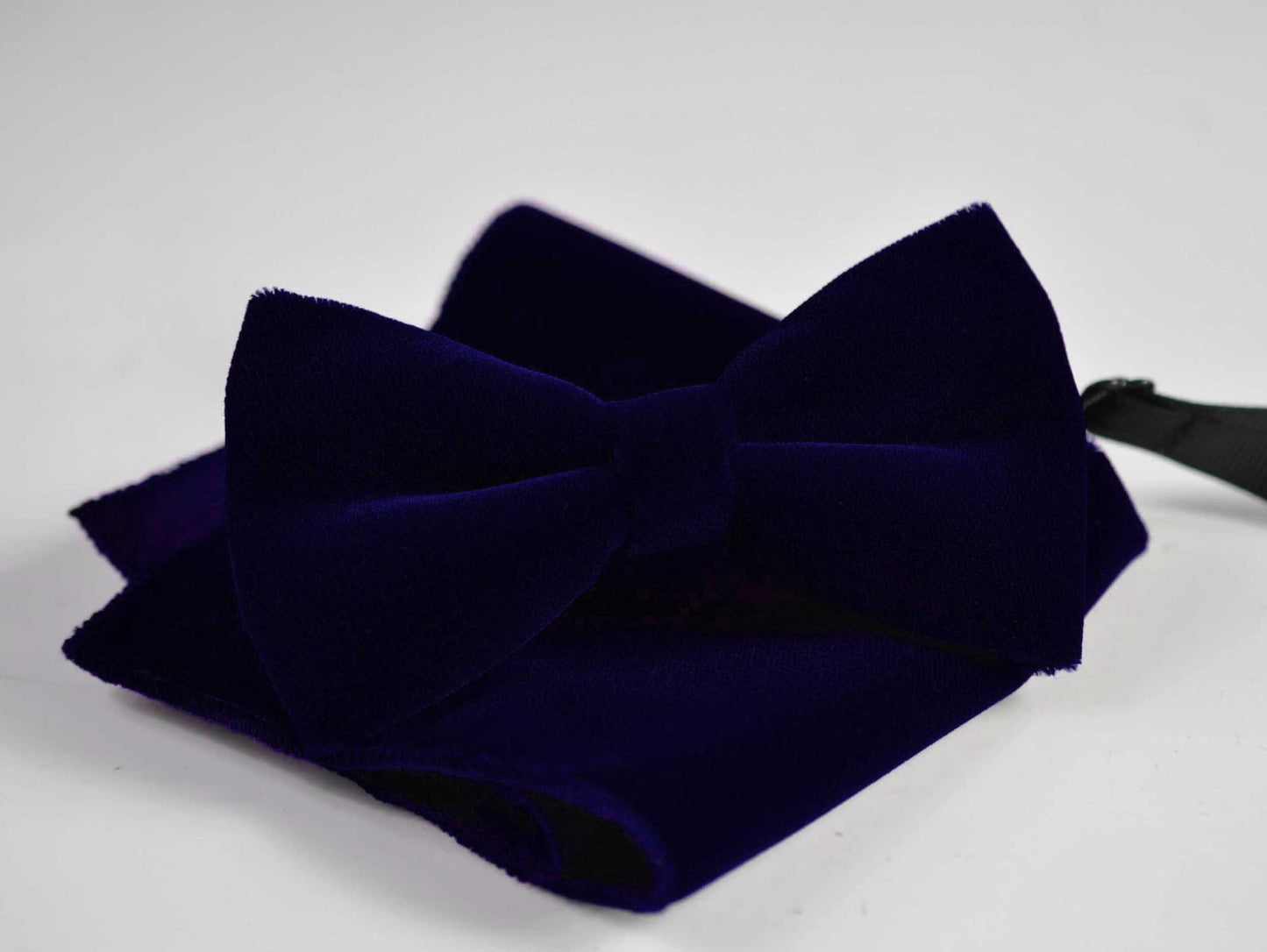 Navy Blue Dark Blue Velvet Bow tie Bowtie + Pocket Square Hanky Handkerchief for Men / Youth Teenage / Boy Kids / Infant Toddler Baby