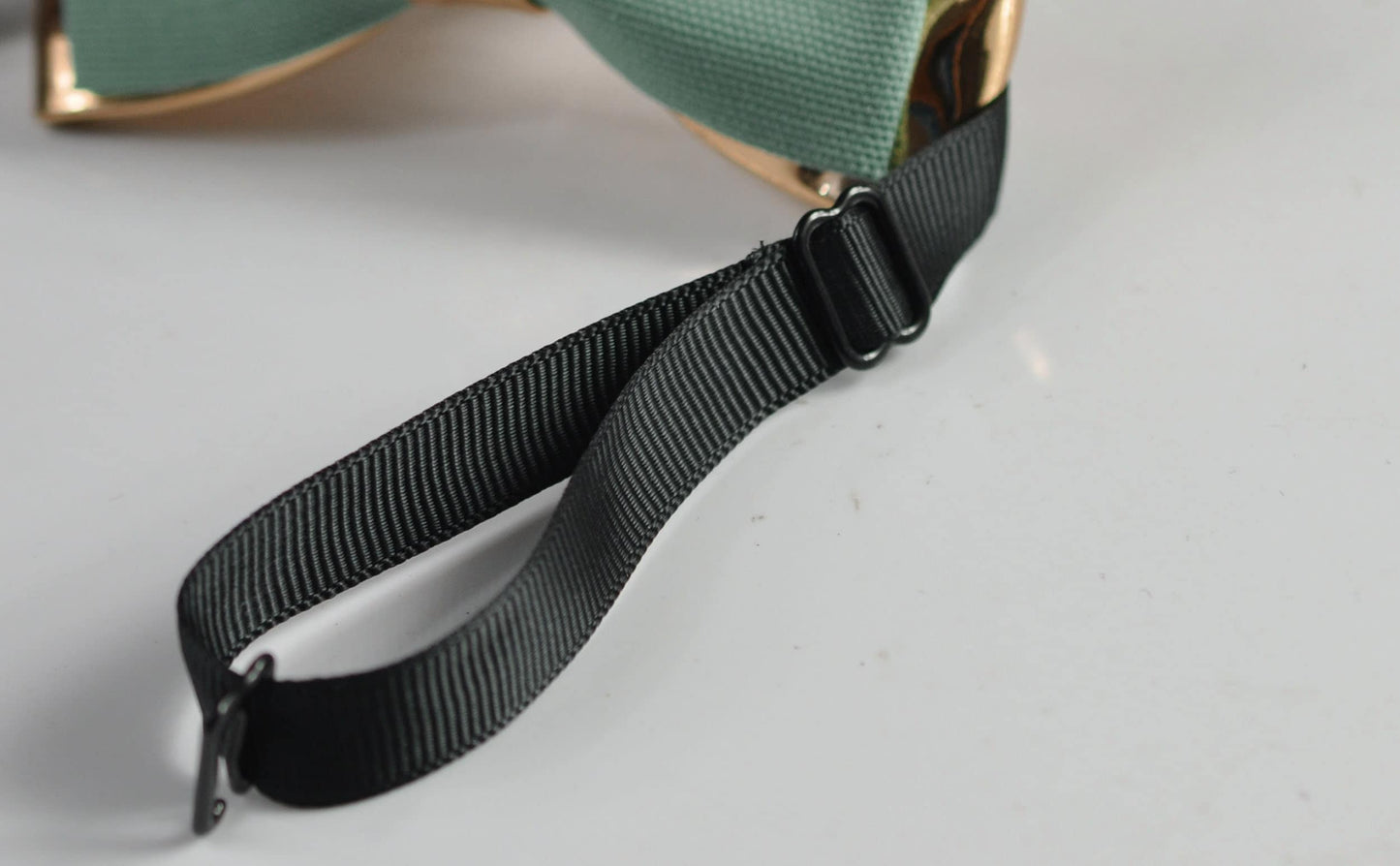 Sage Green Cotton Rose Gold Faux Leather Bow Tie + Navy Blue Elastic Suspenders Braces for Men / Teenage / Boy Kids / Baby Infant Toddler
