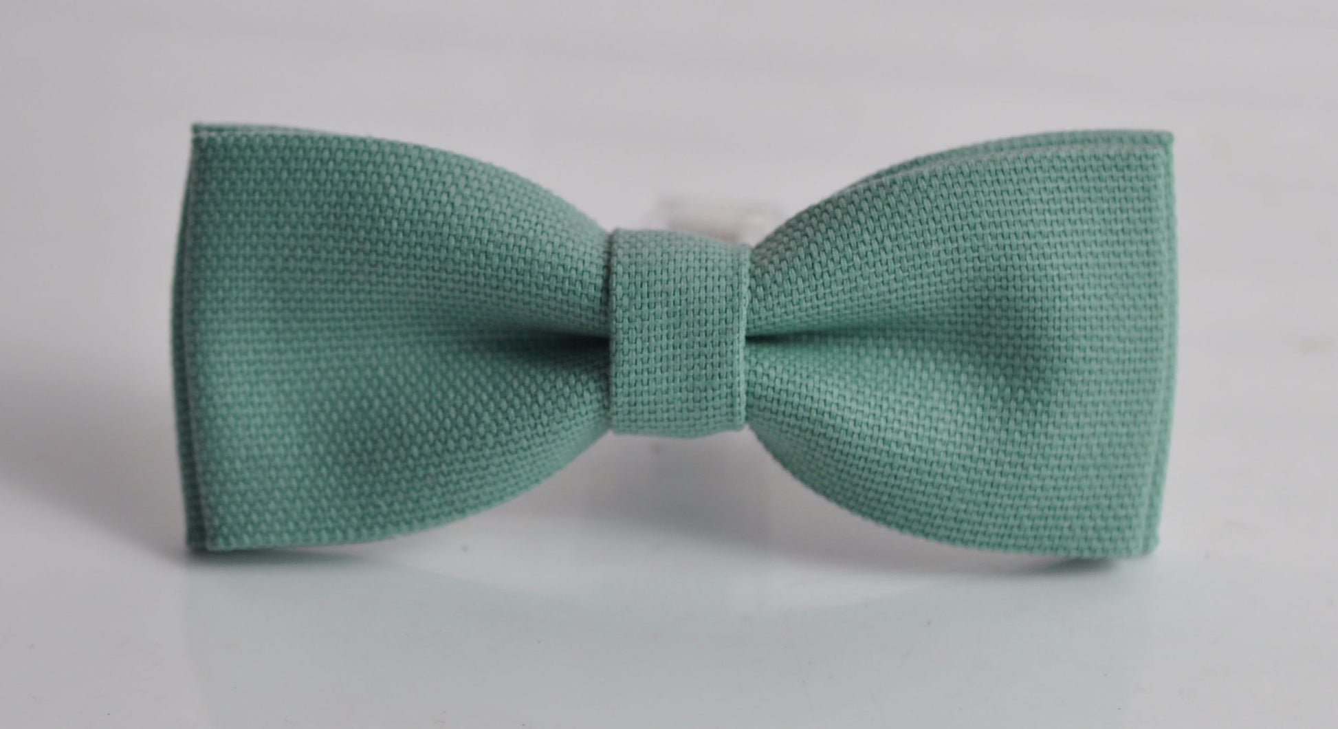 Sage Green Cotton Skinny Narrow Bow Tie + Tan Brown Skinny Faux Leather Suspenders Braces for Youth Teenage / Boy Kids / Baby Infant Toddler