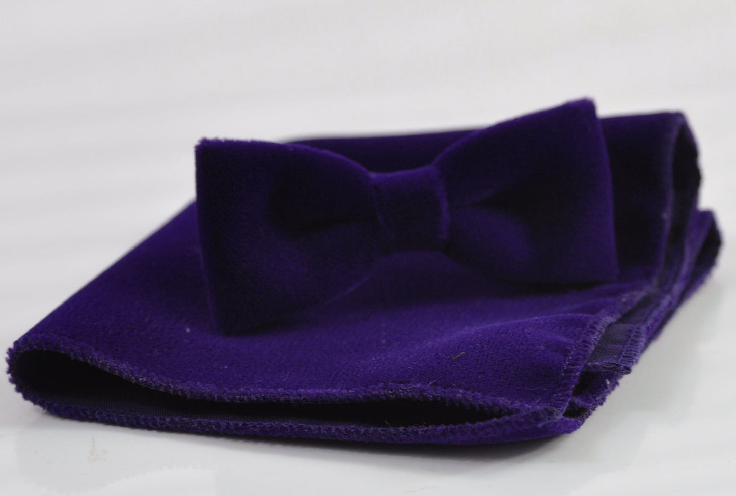 Violet Blue Purple Skinny Narrow Velvet Bow tie+ Pocket Square Hanky Handkerchief for Men / Youth Teenage / Boy Kids / Infant Toddler Baby