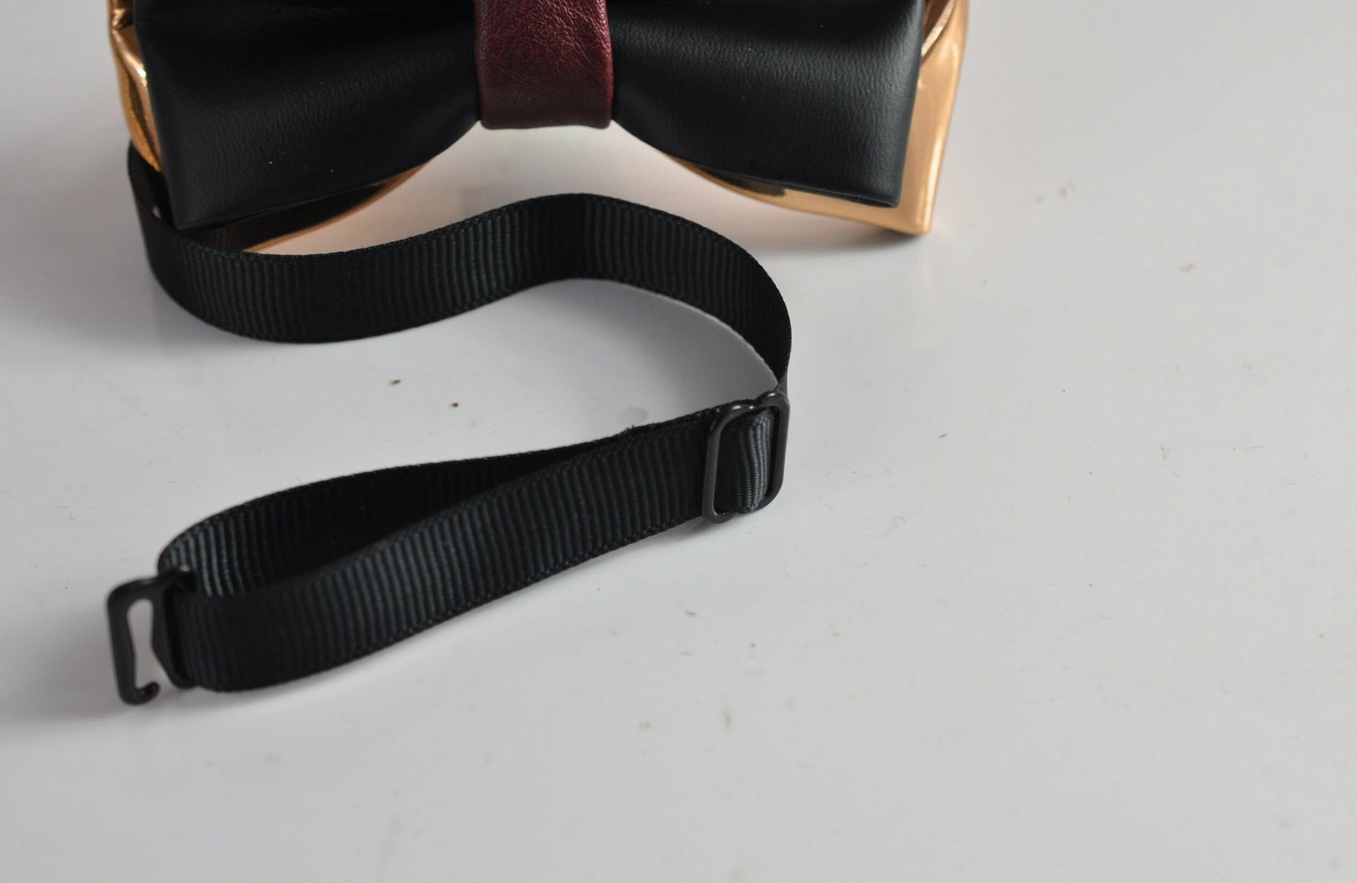 Black and Rose Gold Golden Burgundy Red Faux Leather PVC Pre tied Bow tie Bowtie for infant baby toddler / Boy Kids / Youth Teenage / Men