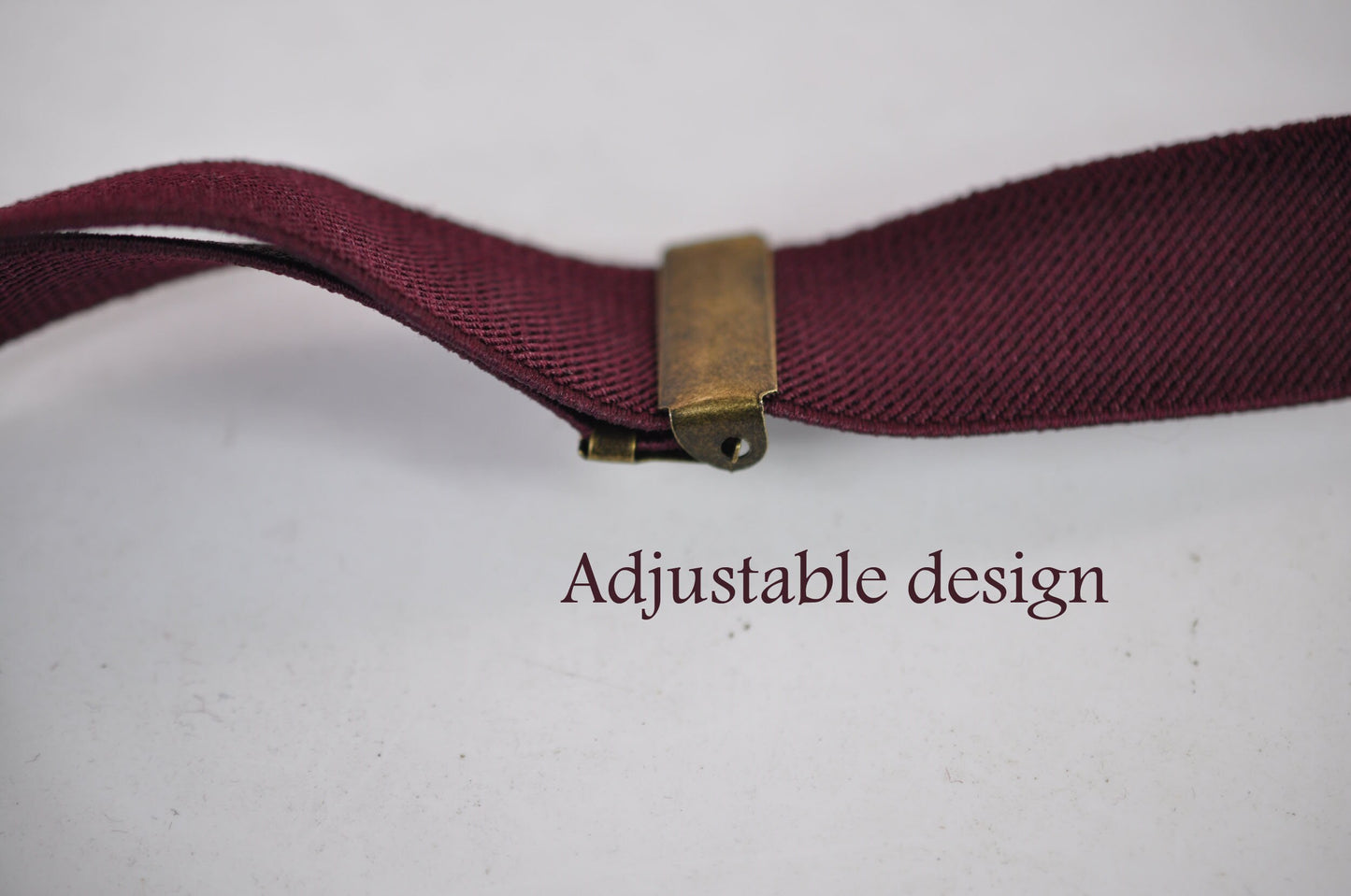 Men Women Burgundy Wine Red 25mm Wide X-Back 4 Bronze Metal Clips Pants Adjustable Elastic Suspenders Braces Fits Height 150cm to 210cm