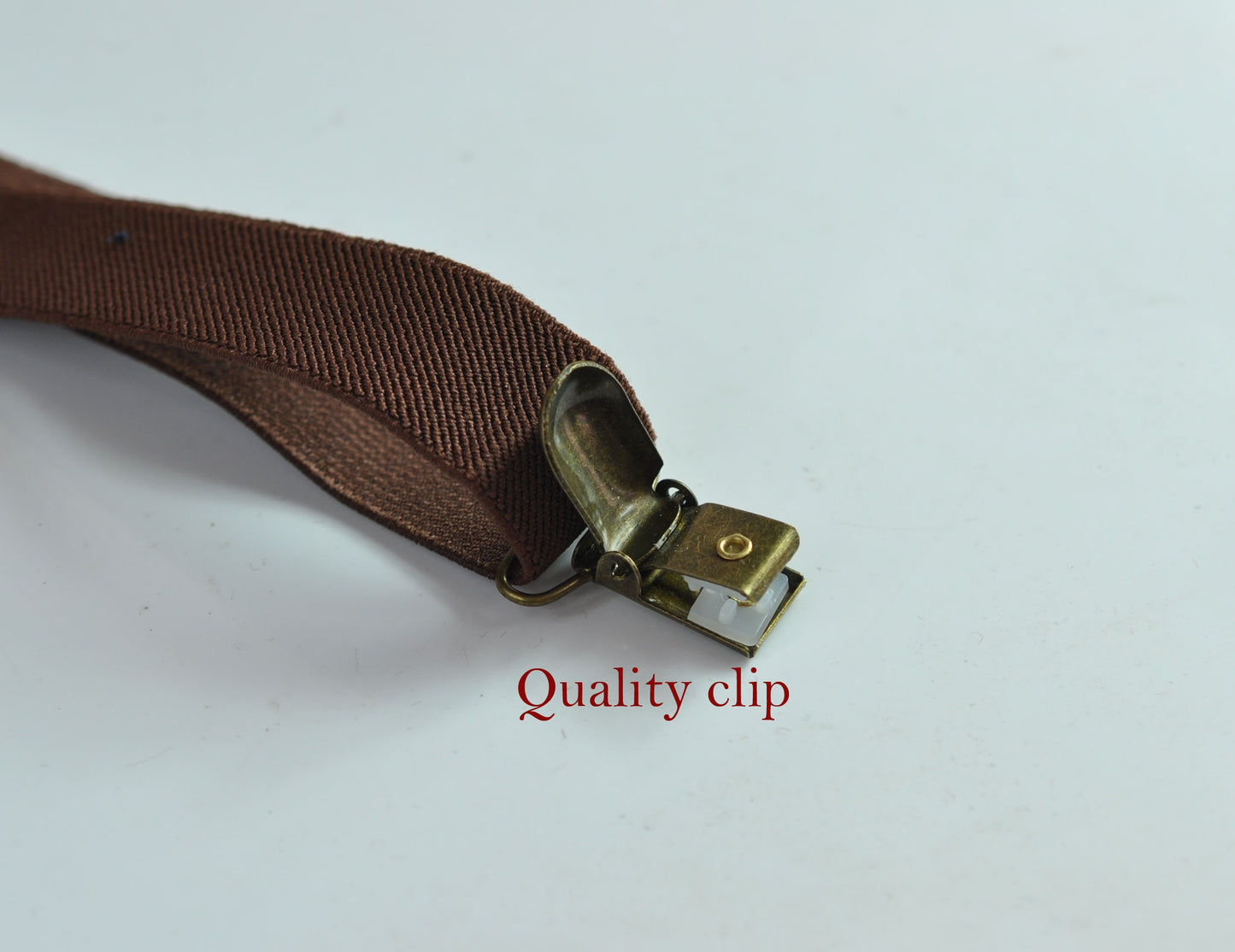 Brown 25MM Elastic Y-Back Suspenders Braces Bronze Metal Clips for Men Adult / Youth Teenage / Kids Boy /Toddler Baby Infant