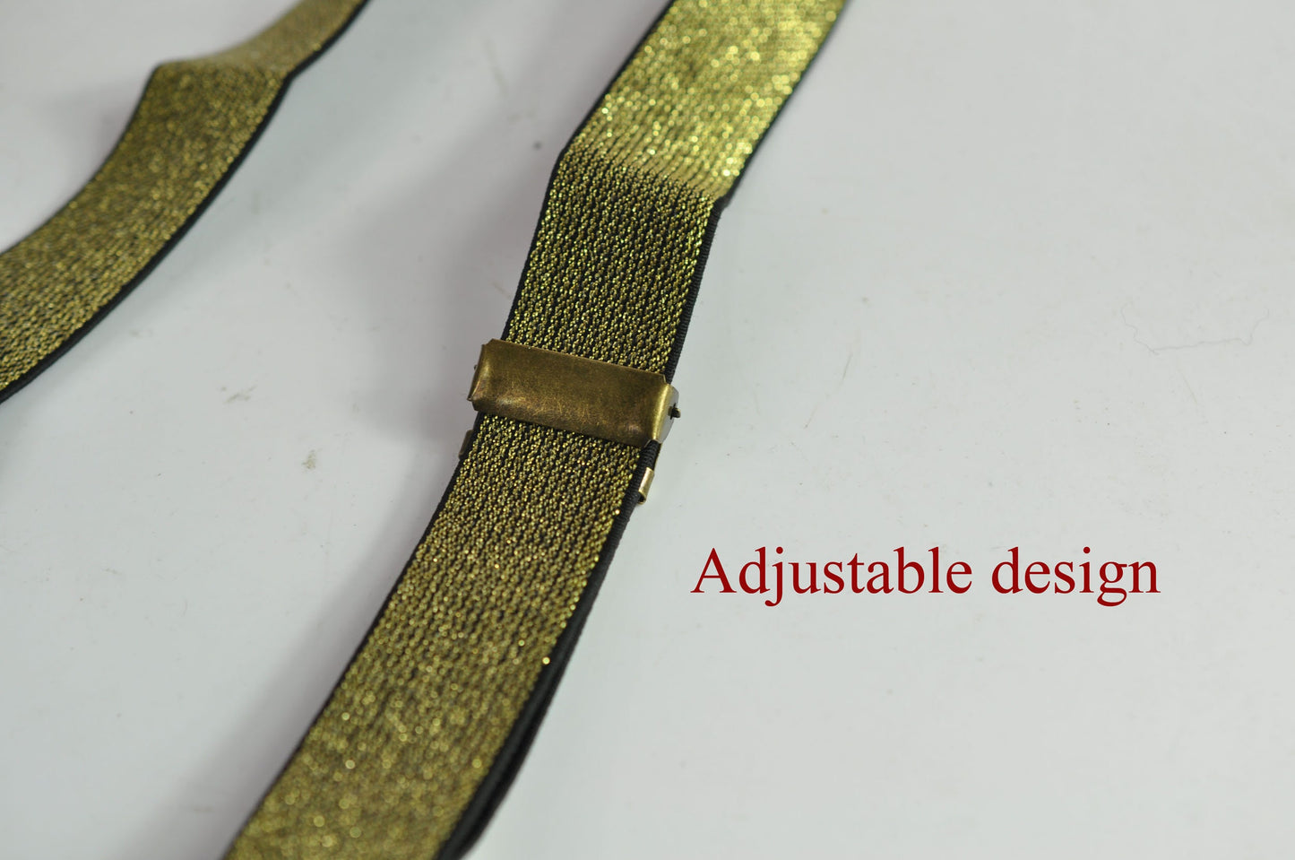 25mm Y-back Gold Golden Black Shining Elastic Suspenders Braces Bronze Clips for Men Adult / Youth Teenage / Boy Kids / Baby Infant Toddler