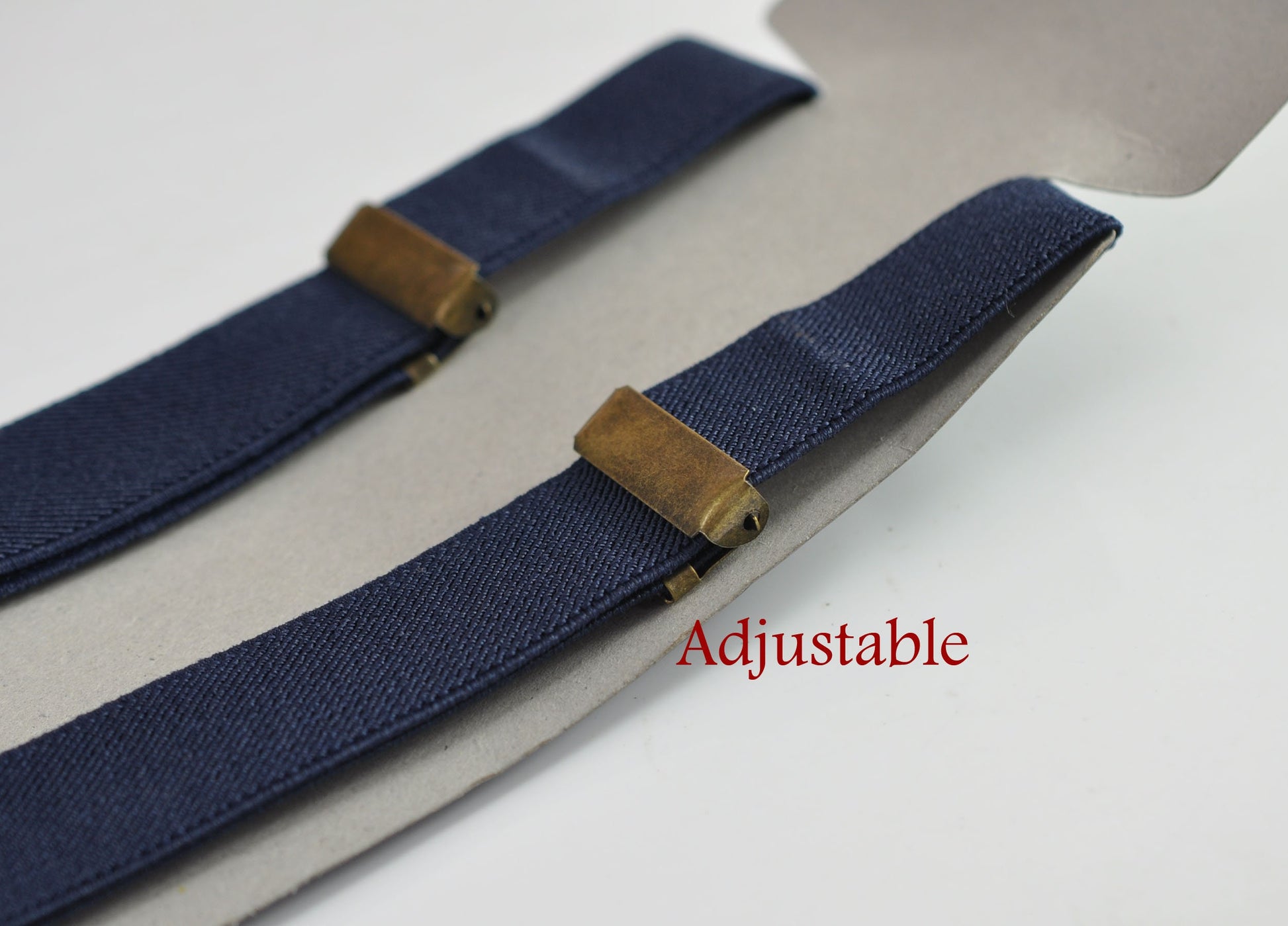 Navy Blue Dark Blue 25MM Elastic Y-Back Suspenders Braces Bronze Metal Clips for Men Adult / Youth Teenage / Kids Boy /Toddler Baby Infant