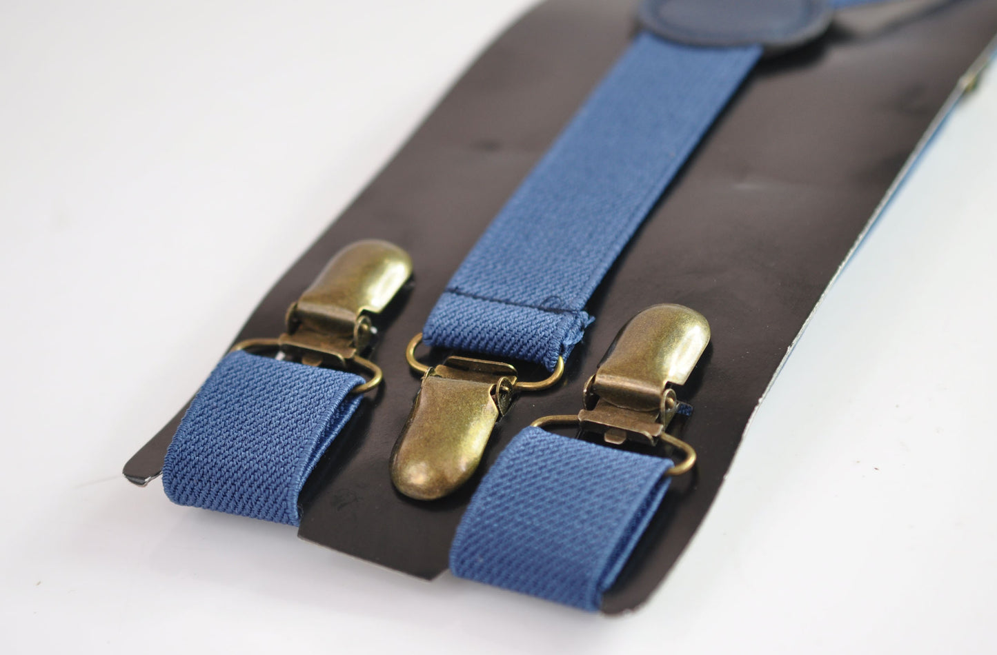 Sapphire Yale Steel Blue 25MM Elastic Y-Back Suspenders Braces Bronze Metal Clips Men Adult / Youth Teenage/ Kids Boy /Toddler Baby Infant