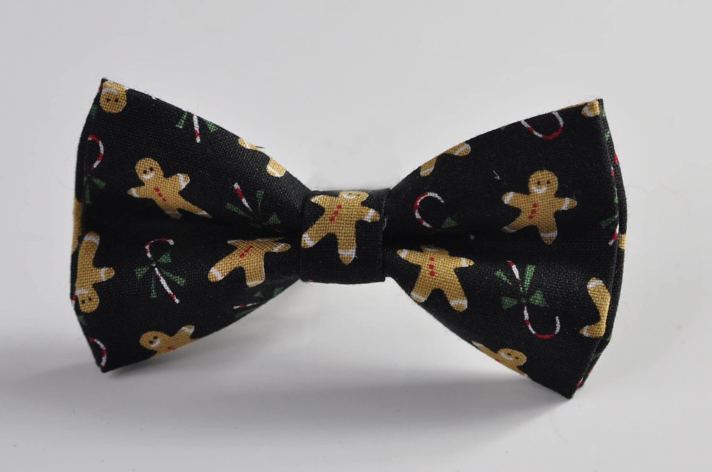 Gingerbread Men Christmas Xmas Cotton Black Bow tie + Tan Brown Elastic Suspenders Braces for Men / Youth / Boys Kids / Baby Infant Toddler