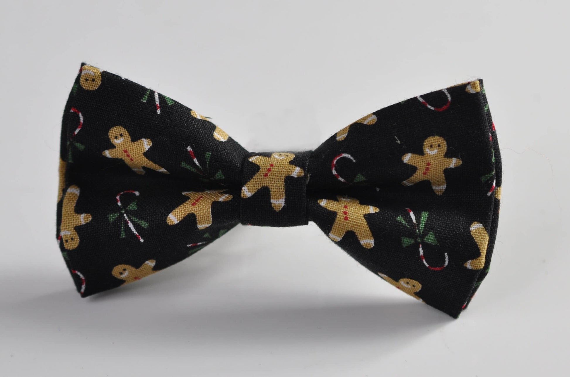 Gingerbread Men Christmas Xmas Cotton Black Bow tie + Tan Brown Elastic Suspenders Braces for Men / Youth / Boys Kids / Baby Infant Toddler