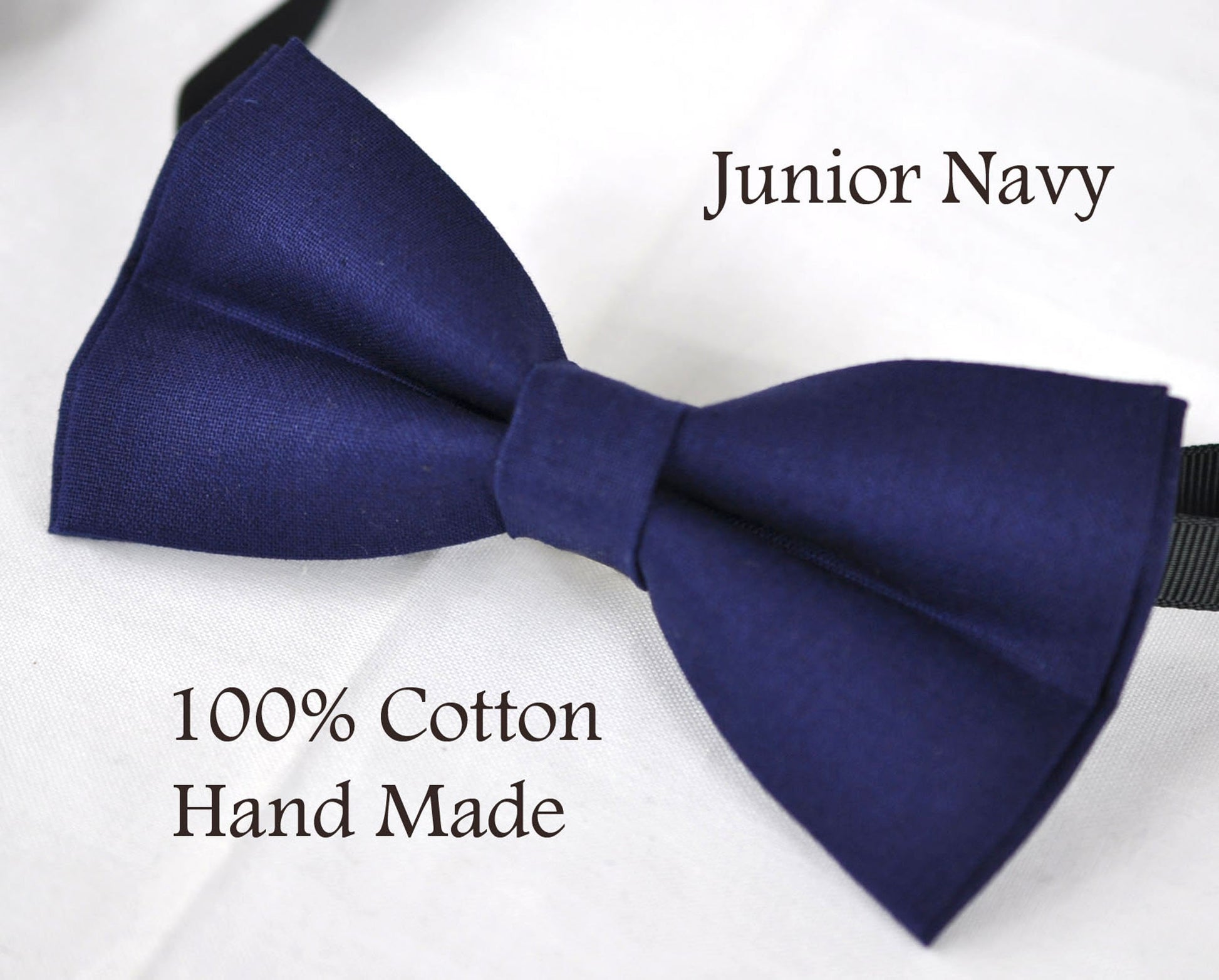 Junior Navy Blue Cotton Bow tie Bowtie + Khaki Beige Elastic Suspenders Braces for Men / Youth Teenage/ Boys Kids / Baby Infant Toddler