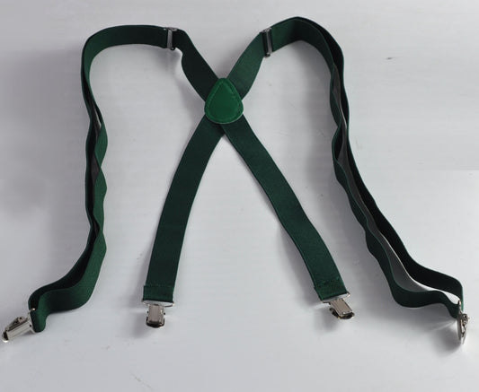 Dark Emerald Green Bottle Green 25mm X-back Elastic Suspenders braces for Men / Youth / Boy Kids / Baby Infant toddler